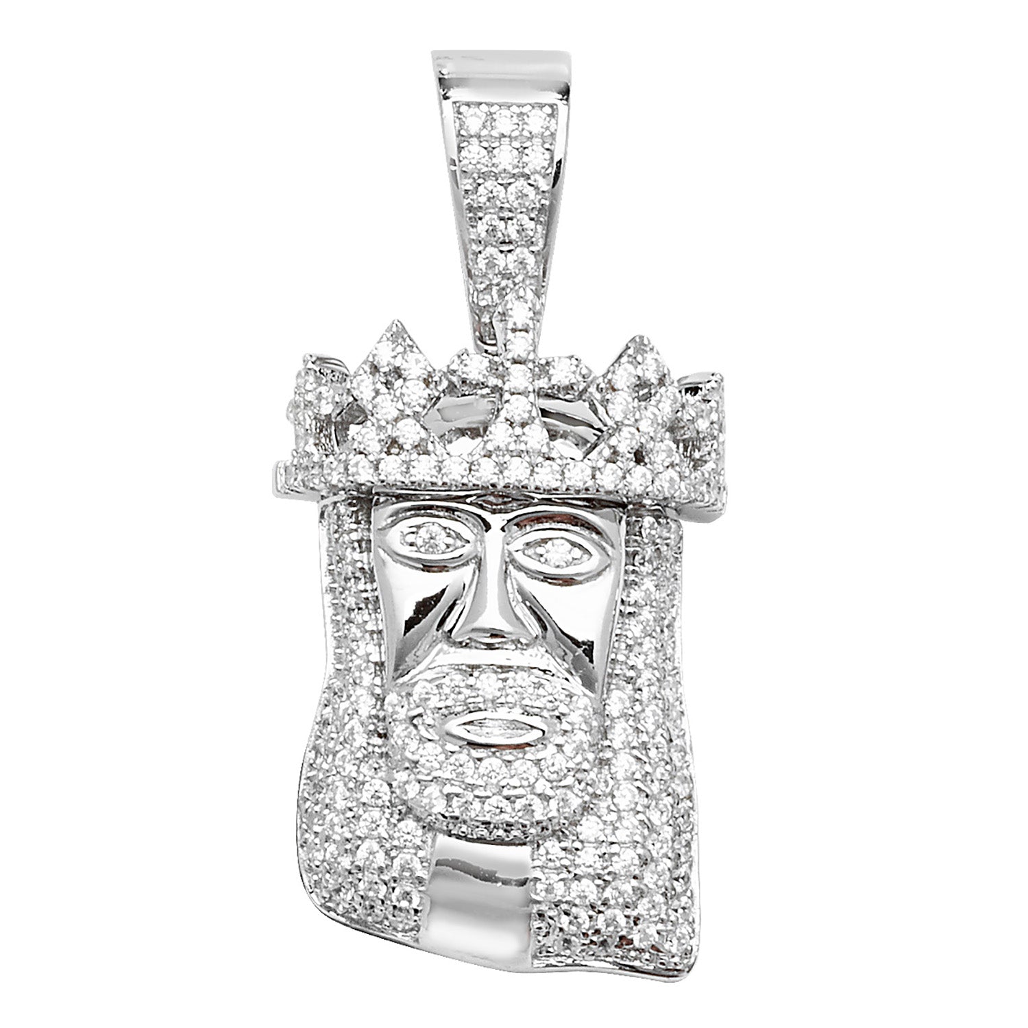 SILVER CZ JESUS CHRIST PENDANT