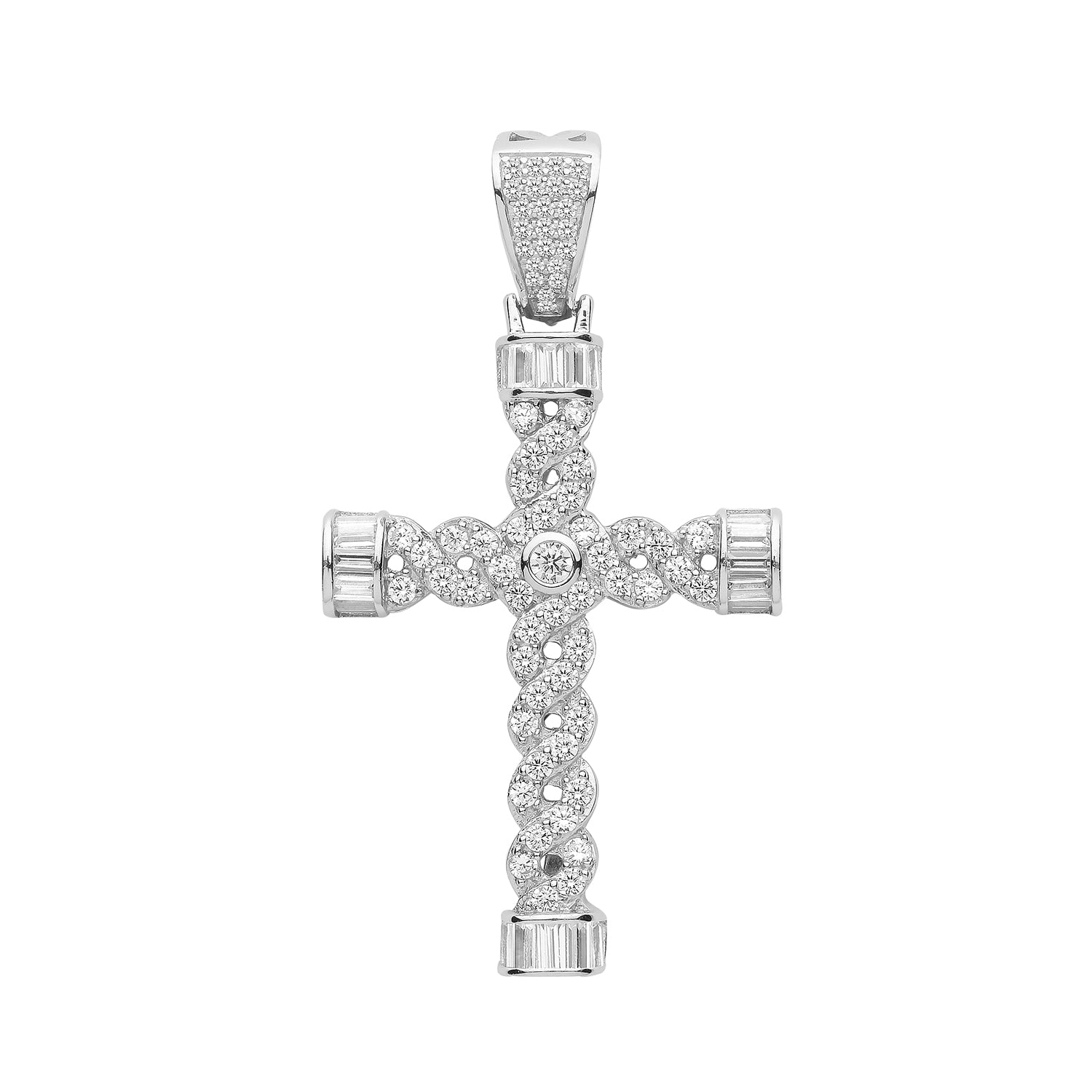 SILVER CZ CROSS PENDANT