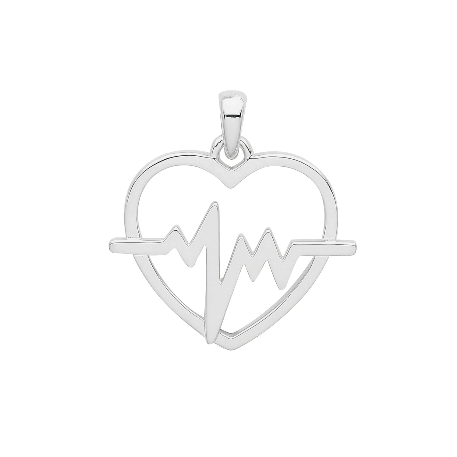 SILVER RHODIUM PLATED HEART BEAT PENDANT