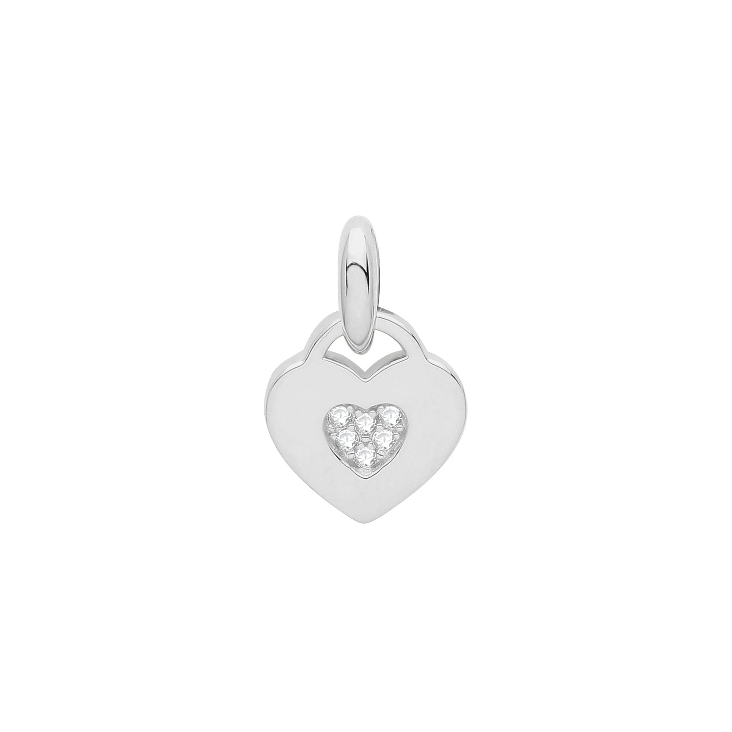 SILVER RHODIUM PLATED CZ SET HEART PENDANT