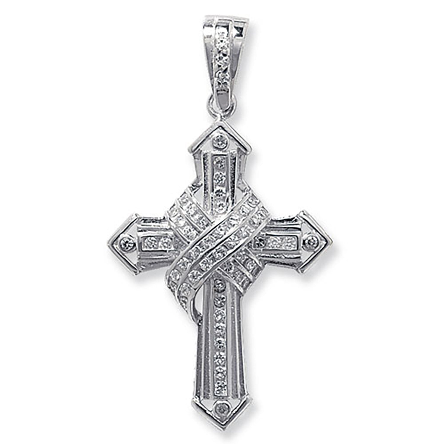 SILVER CZ CROSS PENDANT