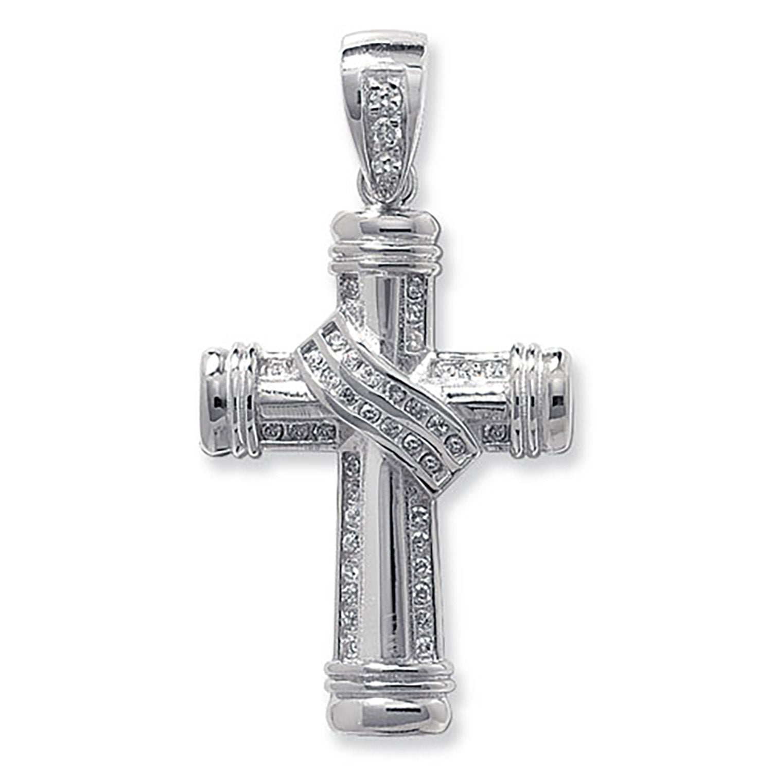 SILVER CZ CROSS PENDANT