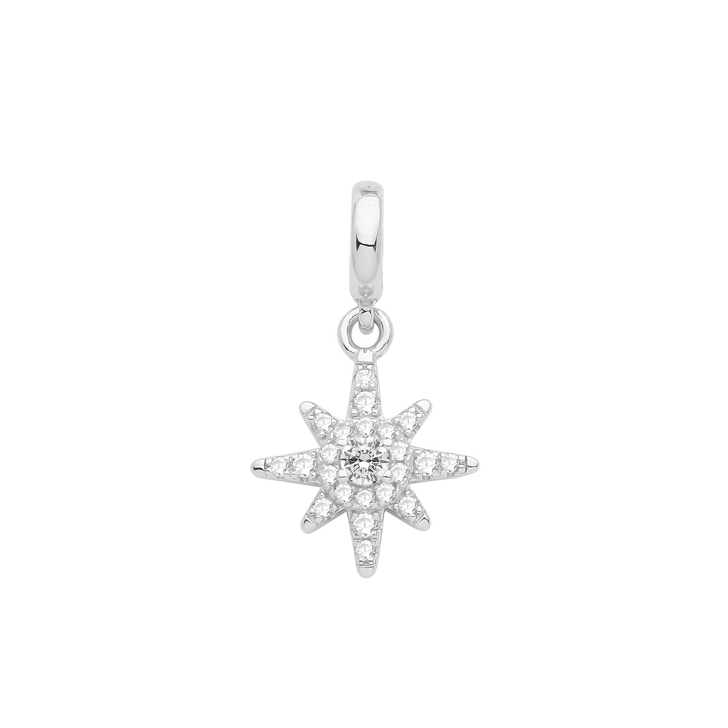 SILVER RHODIUM PLATED CZ SET STAR PENDANT