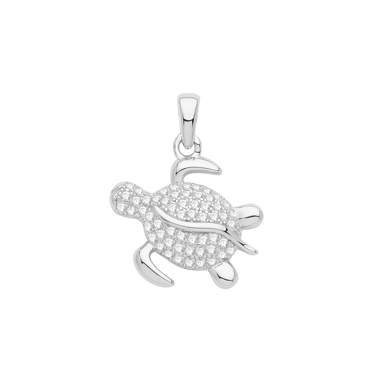 SILVER RHODIUM PLATED CZ SEA TURTLE PENDANT