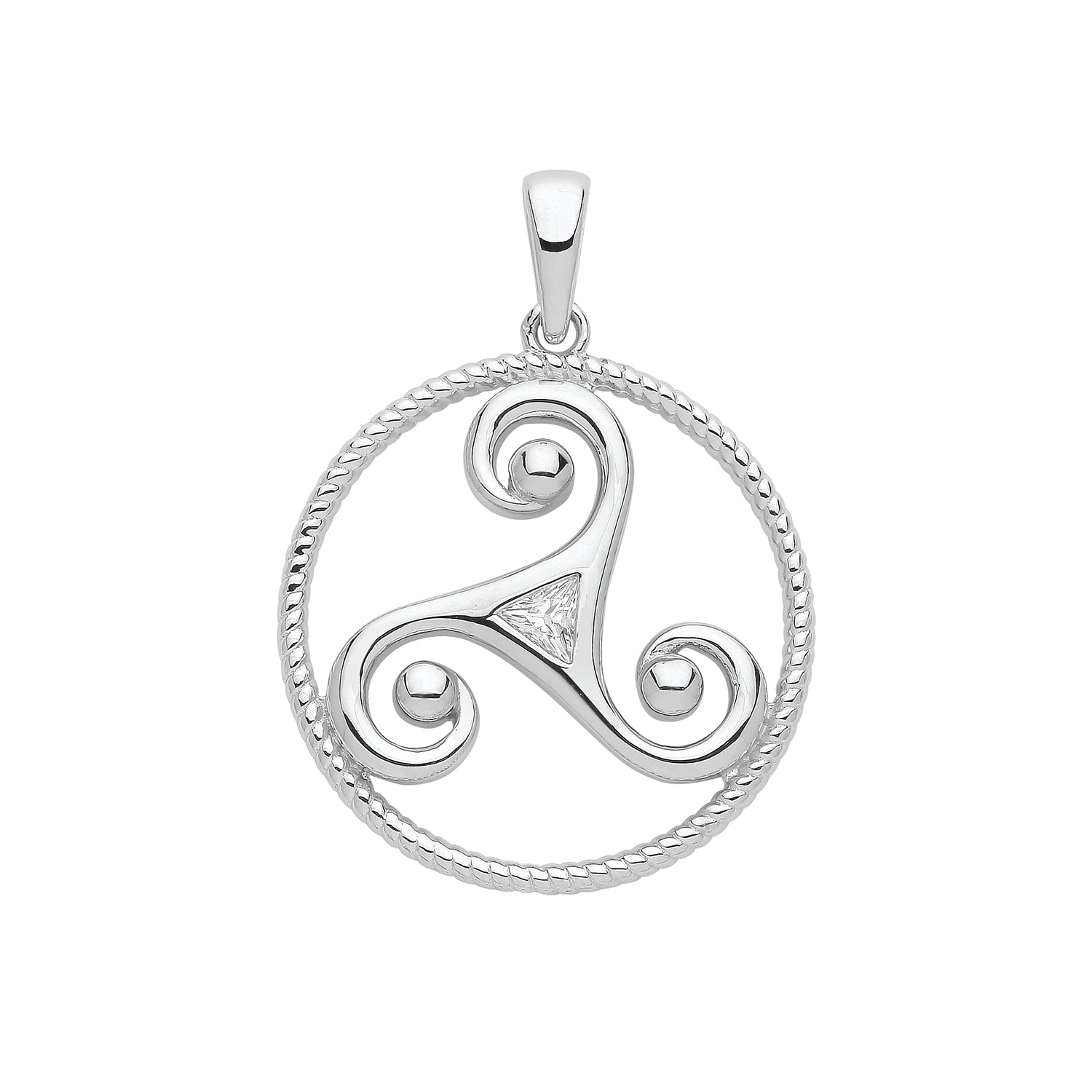 SILVER RHODIUM PLATED TRISKELION PENDANT