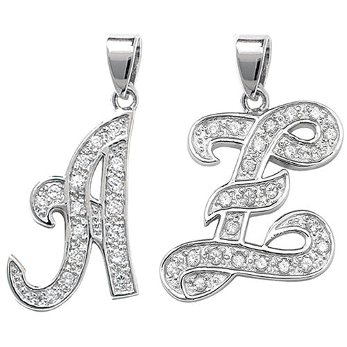 SILVER CZ INITIAL PENDANT