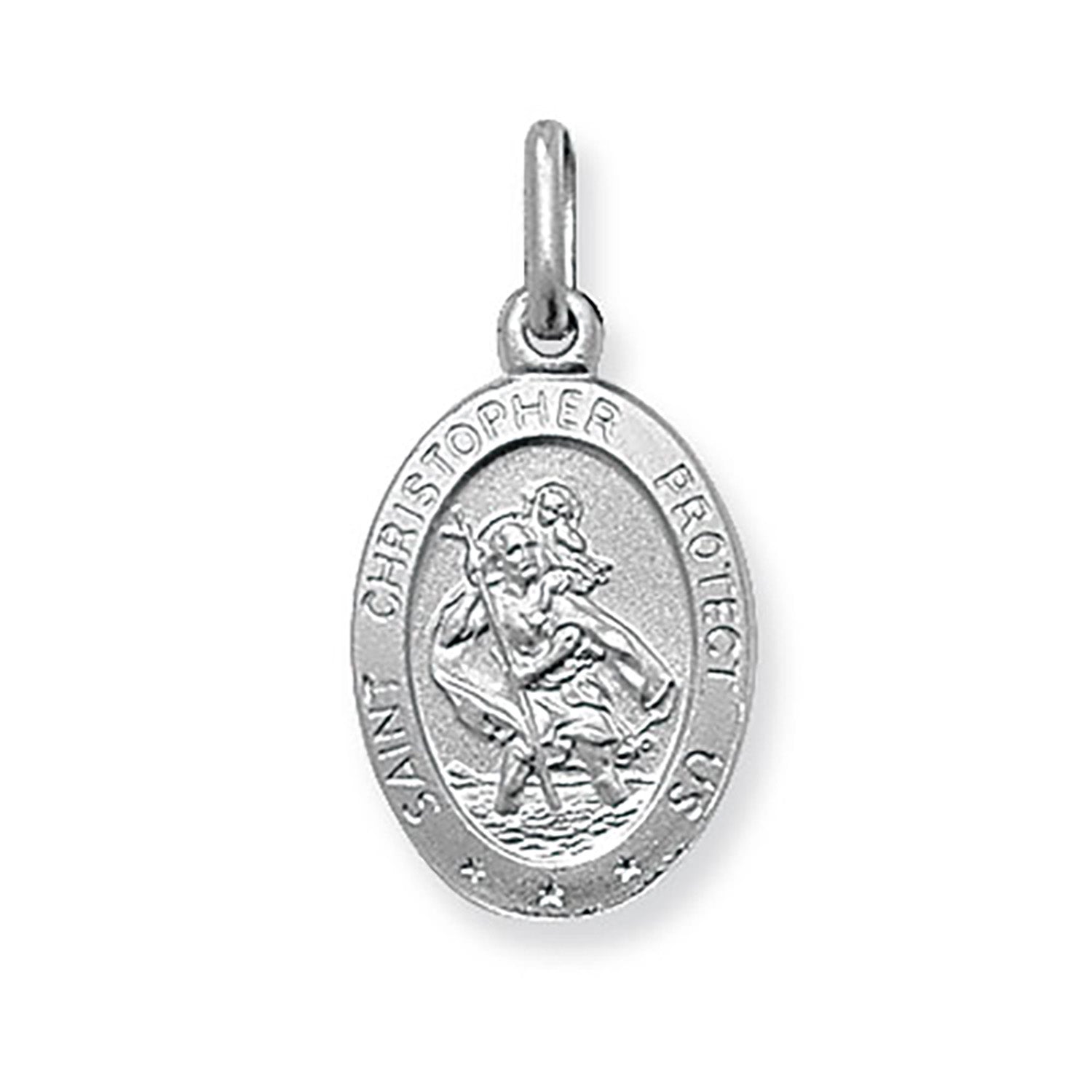 SILVER ST CHRISTOPHER OVAL PENDANT