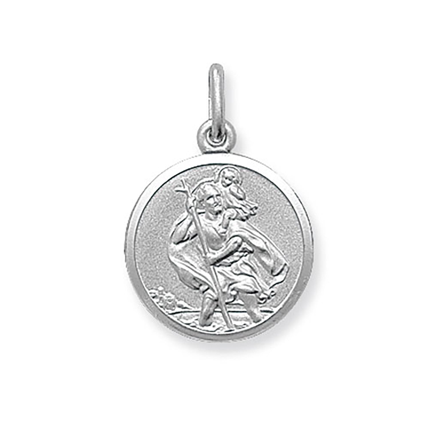 SILVER ST CHRISTOPHER DOUBLE SIDED ROUND PENDANT