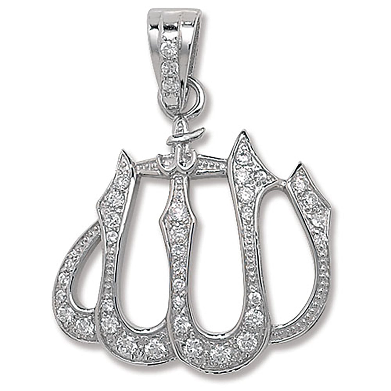 SILVER CZ ALLAH PENDANT