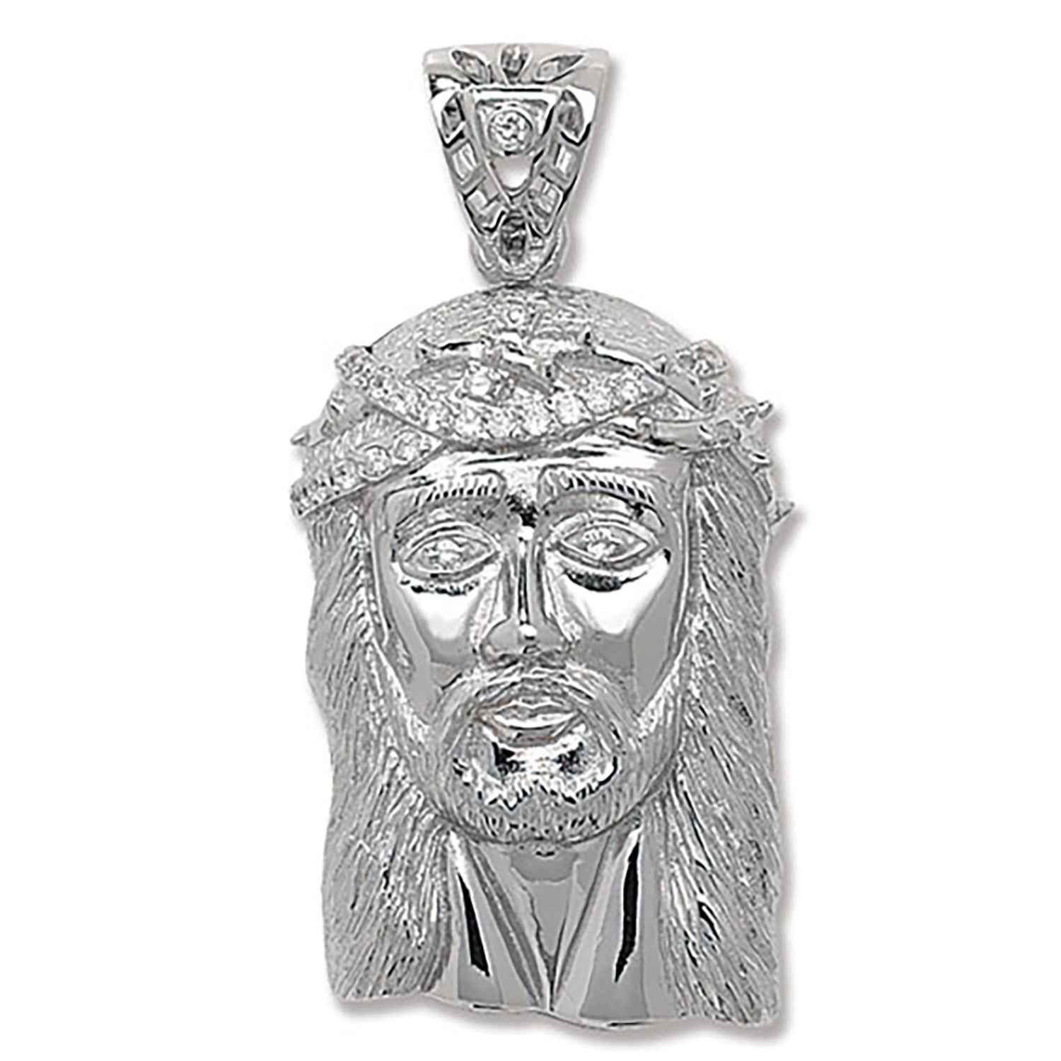 SILVER CZ JESUS CHRIST PENDANT