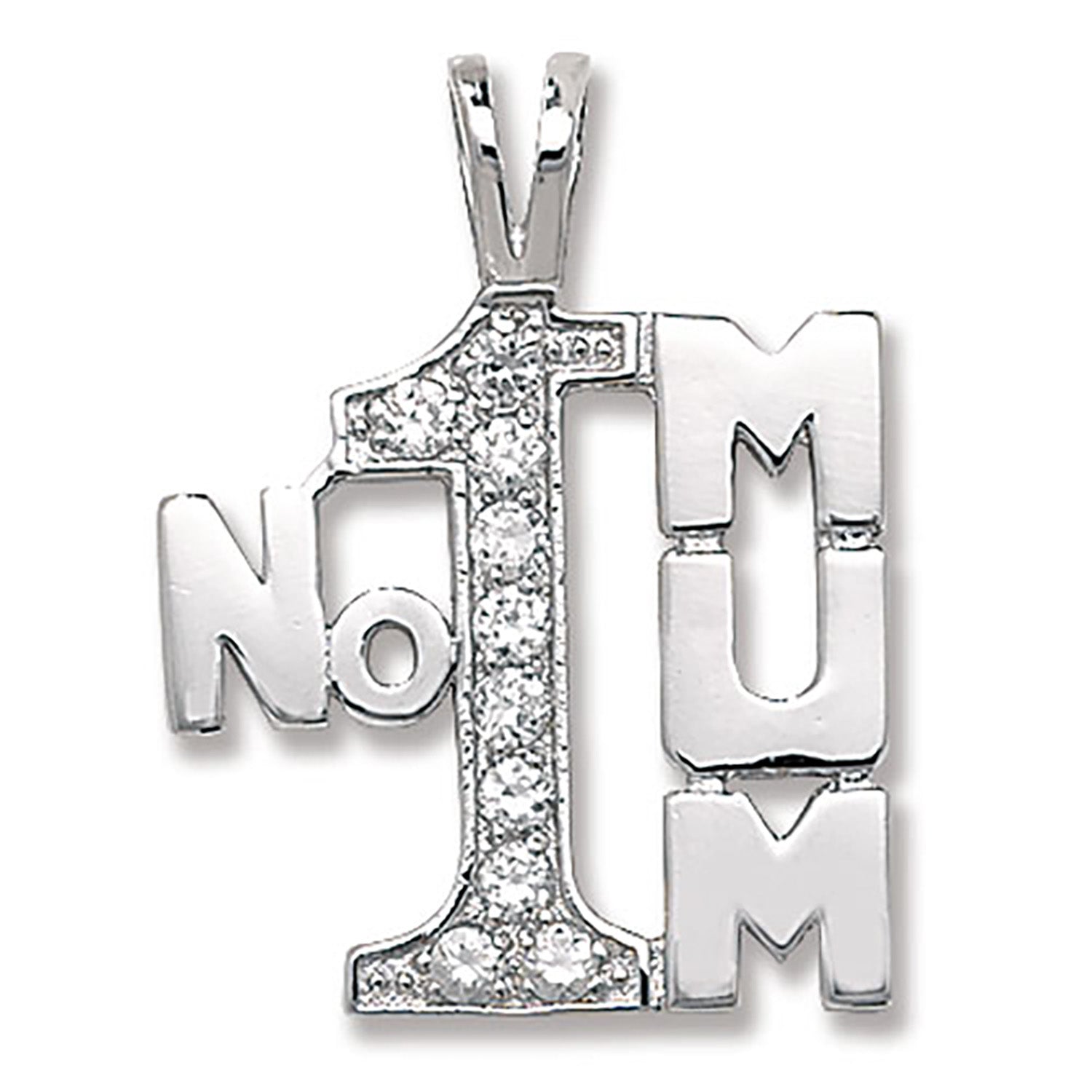 SILVER NO 1 MUM CZ PENDANT