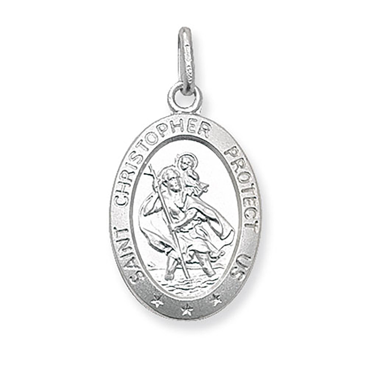 SILVER ST CHRISTOPHER OVAL PENDANT