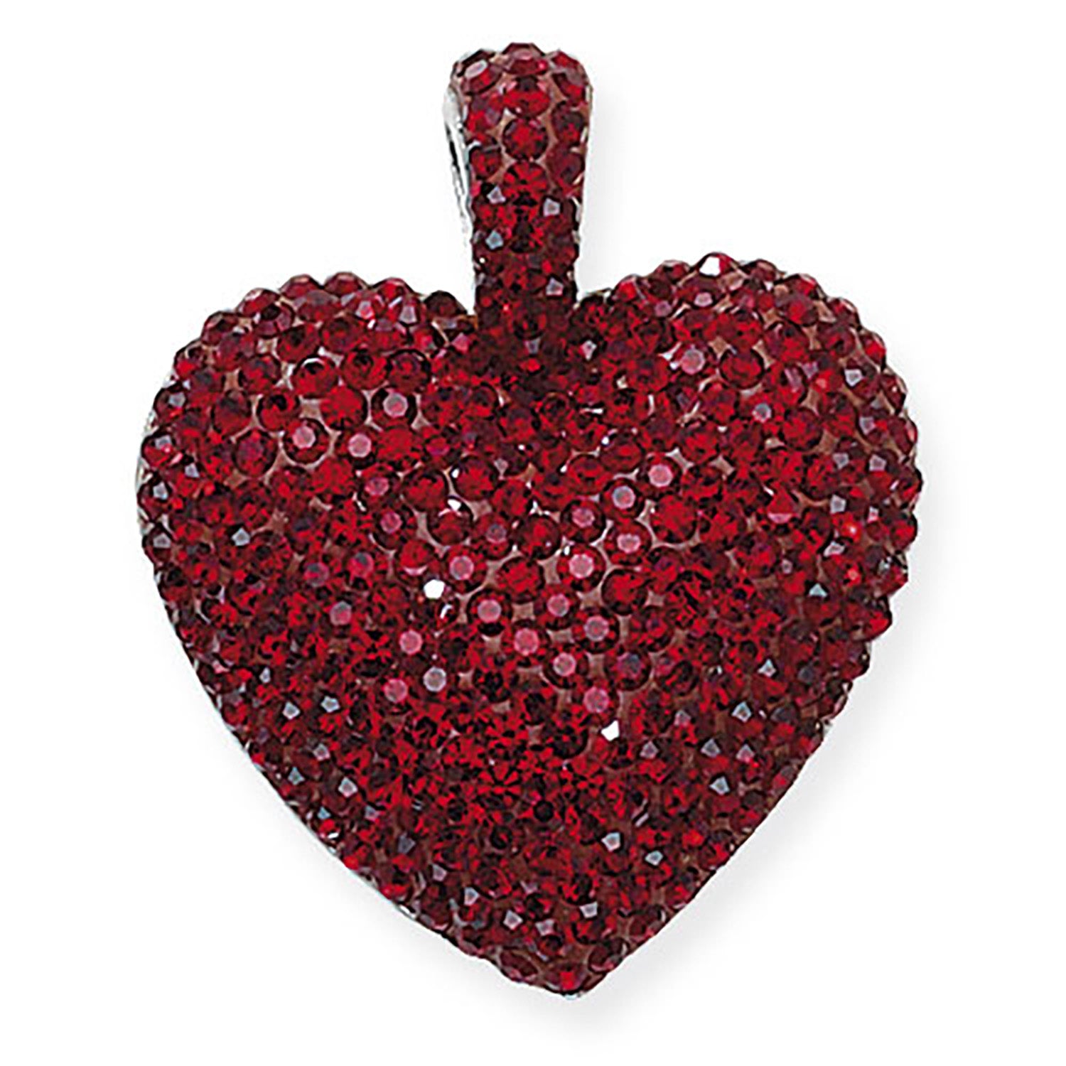 SILVER RED CRYSTAL HEART PENDANT