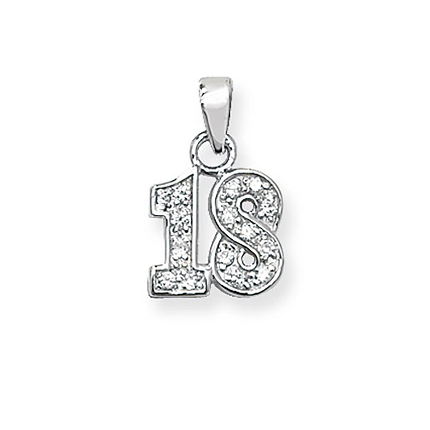 SILVER 18TH BIRTHDAY CZ PENDANT