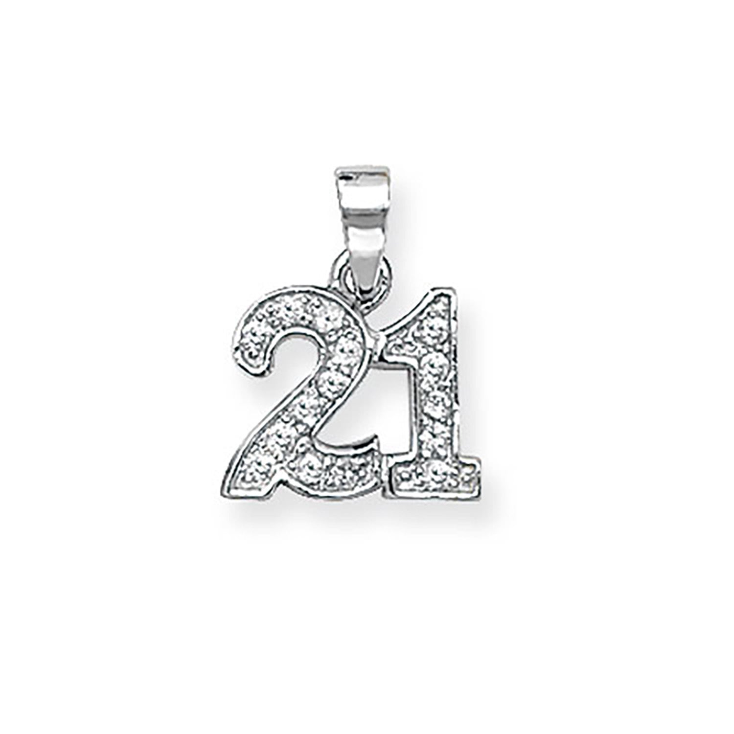 SILVER 21ST BIRTHDAY CZ PENDANT