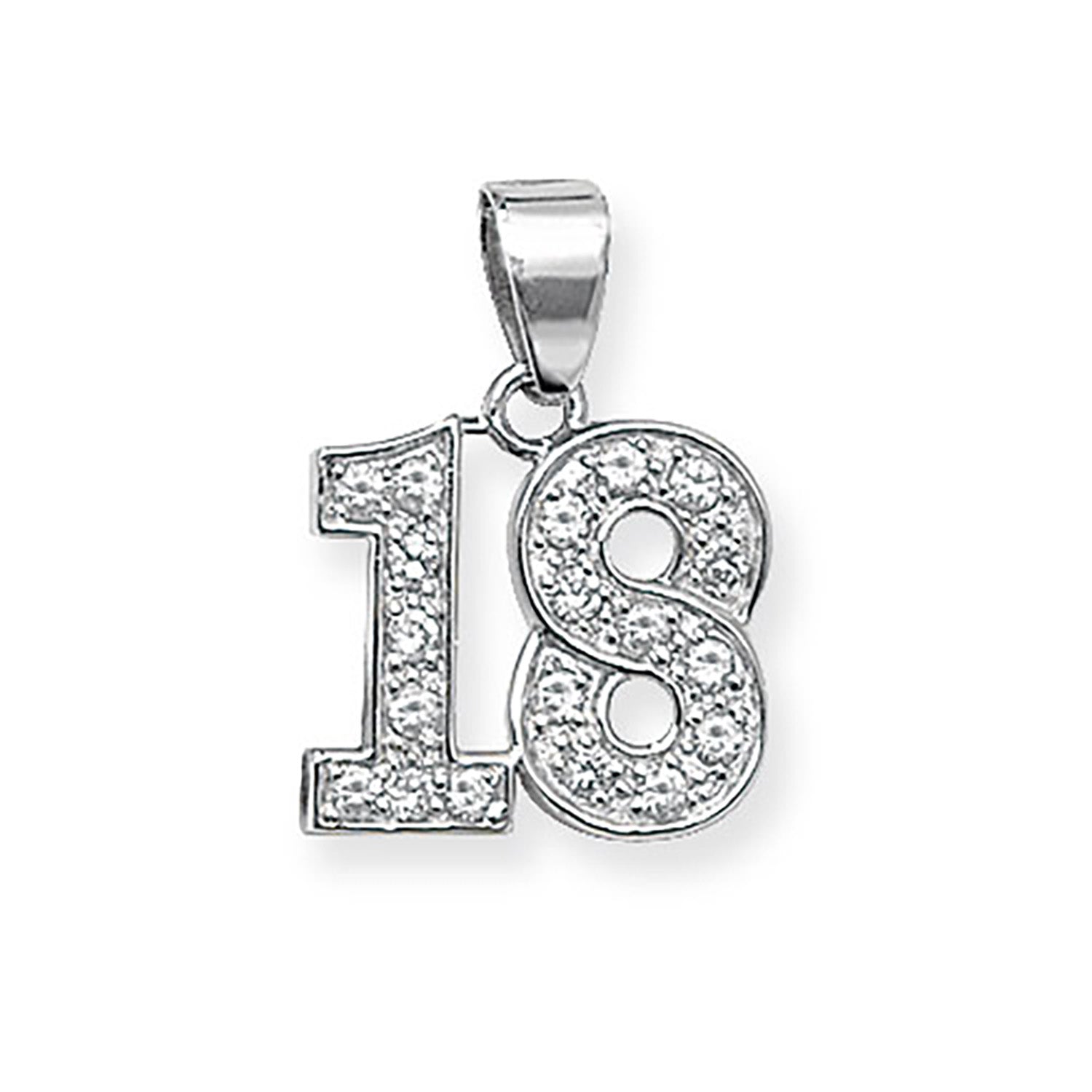 SILVER 18TH BIRTHDAY CZ PENDANT