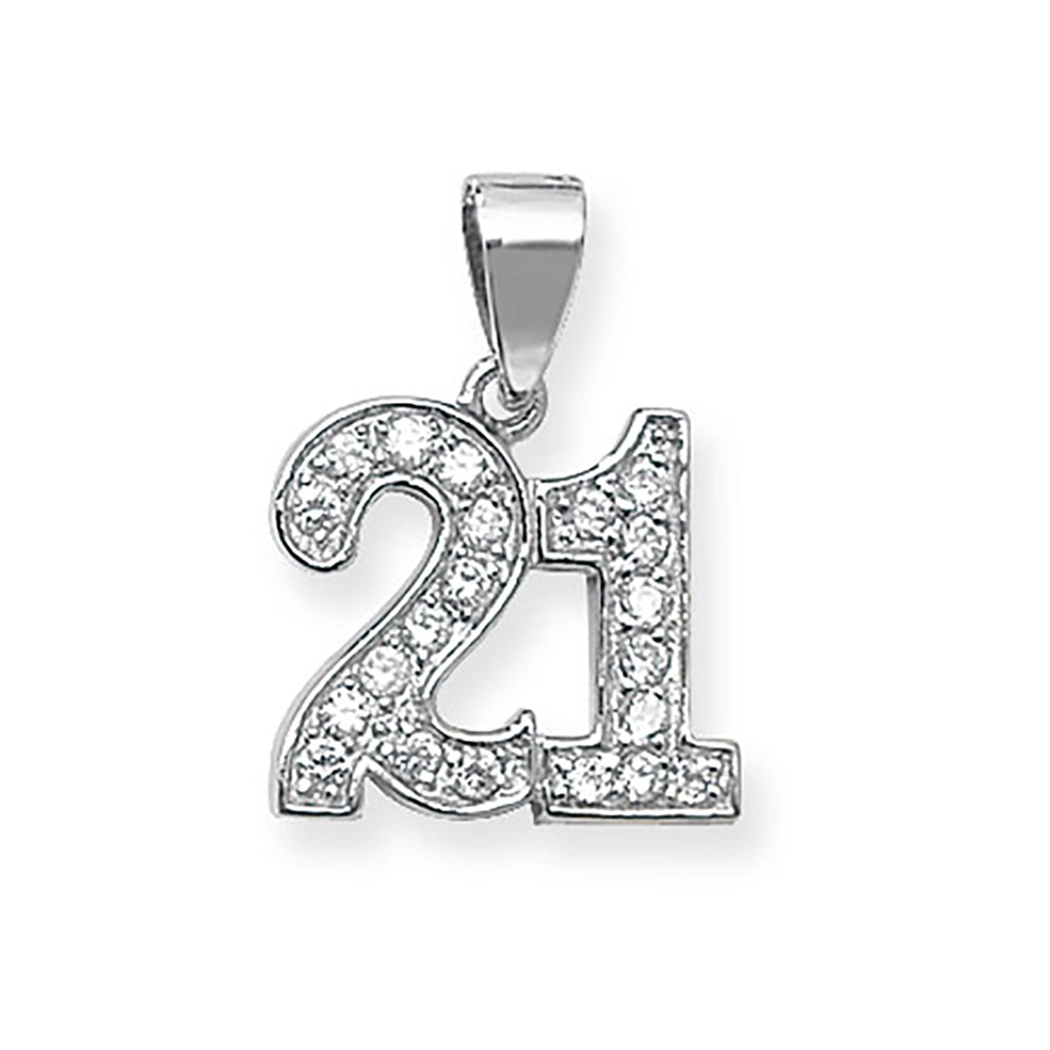 SILVER 21ST BIRTHDAY CZ PENDANT