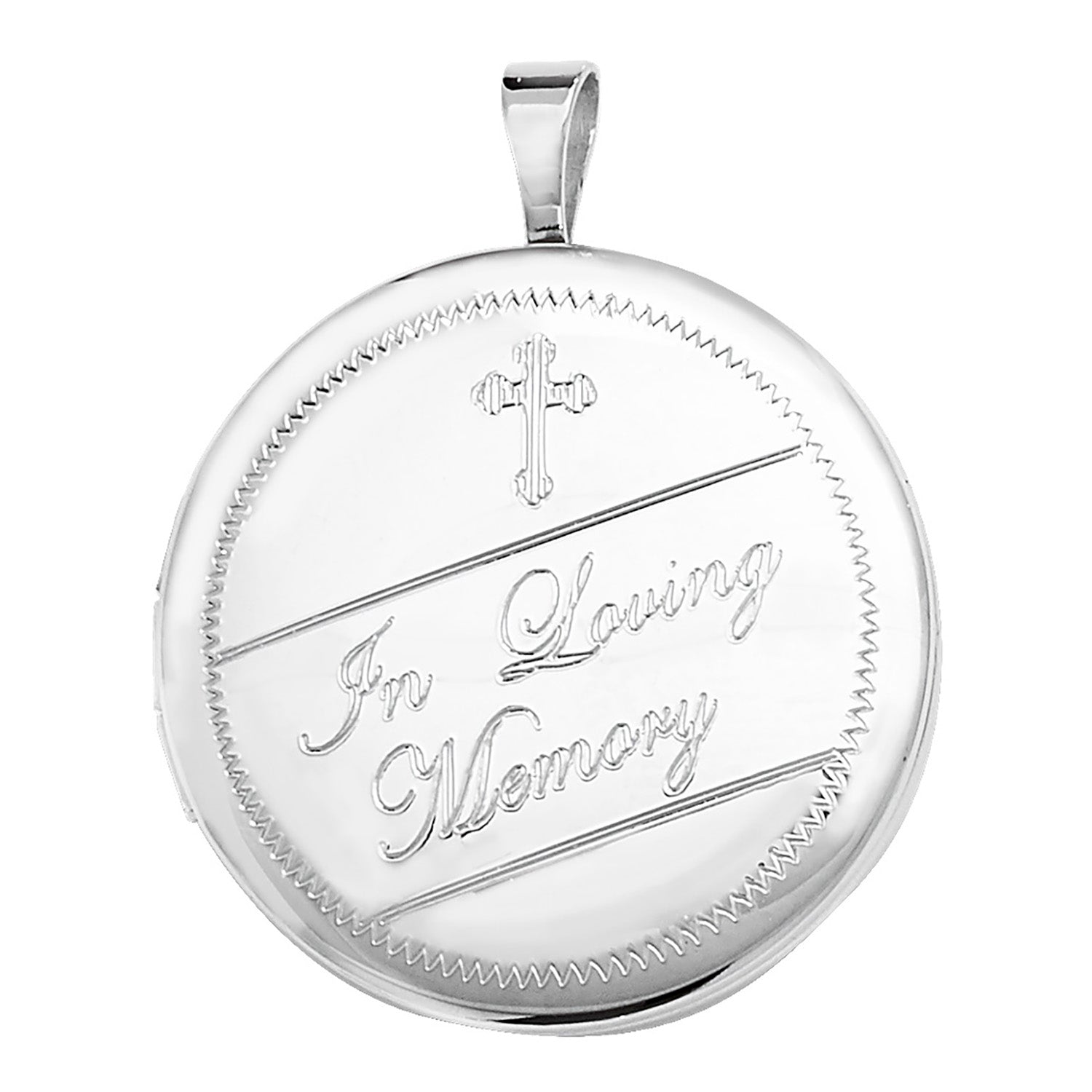 SILVER CREMATION ENGRAVED ROUND LOCKET