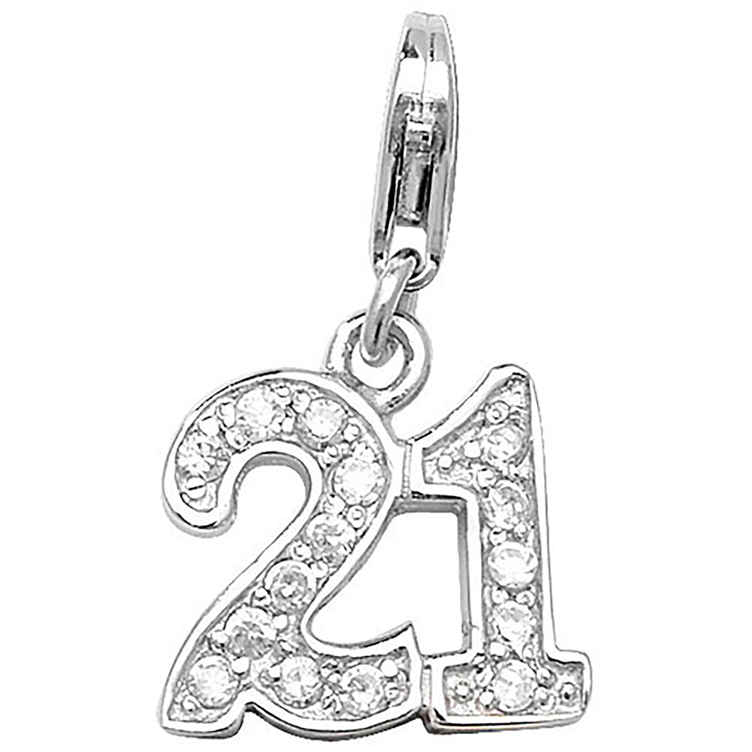 SILVER CZ 21ST BIRTHDAY PENDANT