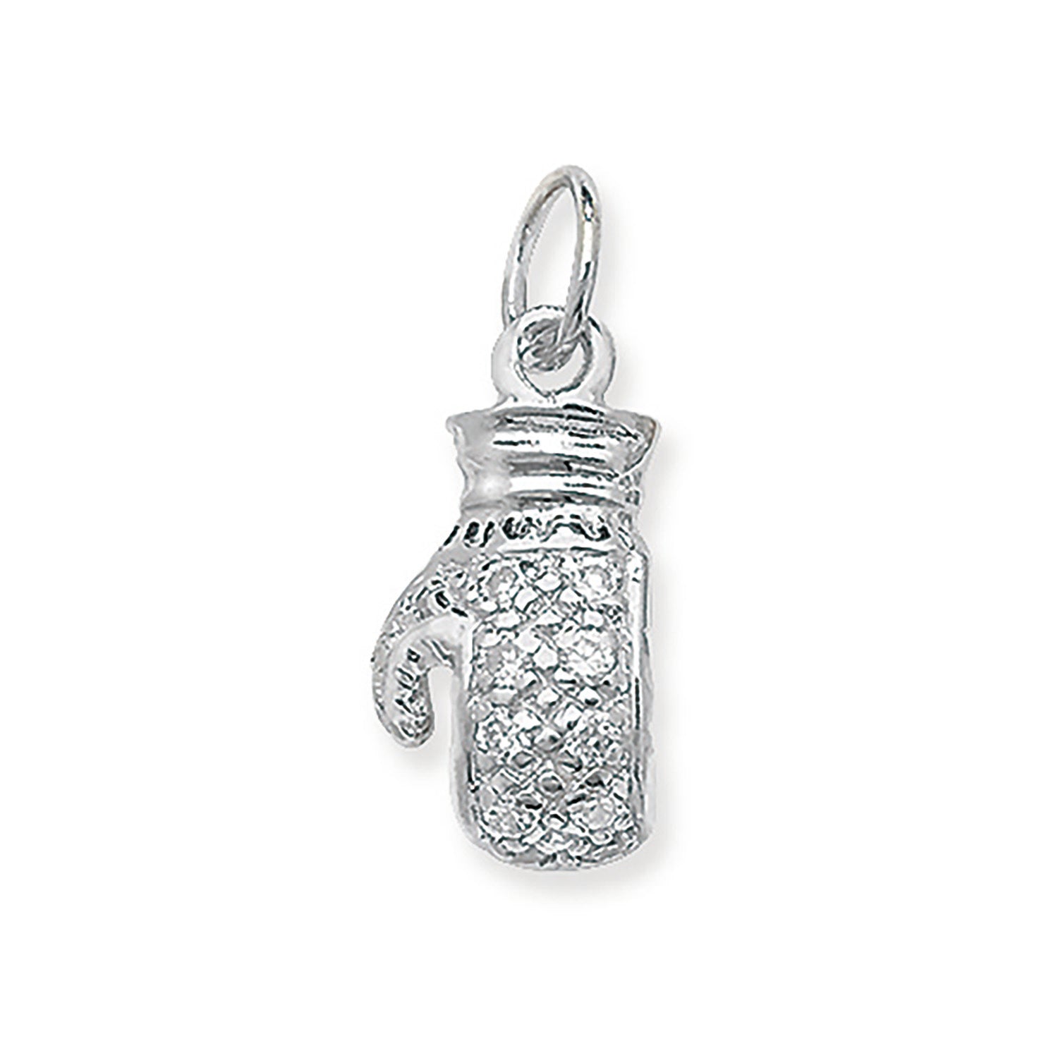 SILVER CZ BOXING GLOVE PENDANT