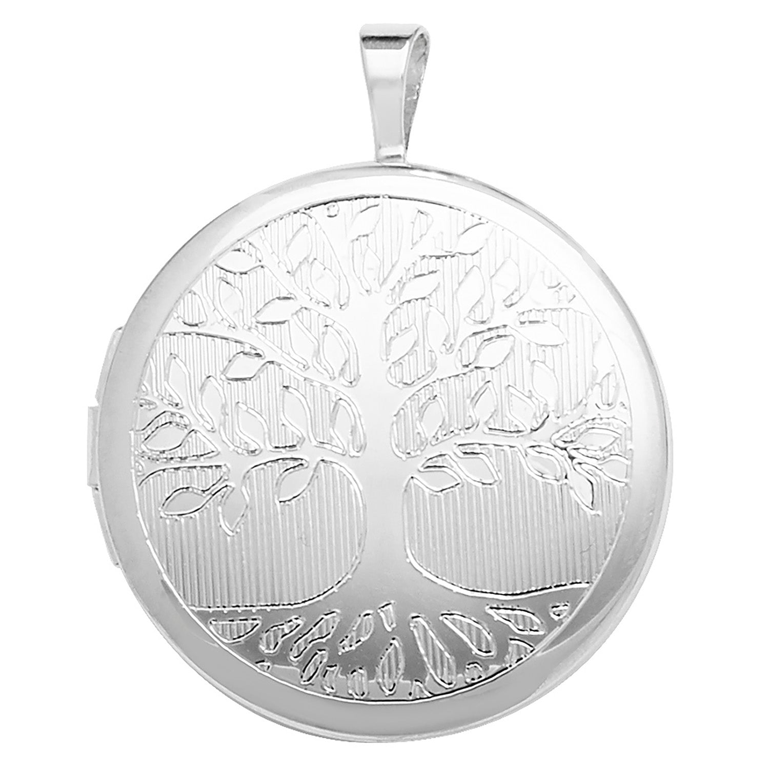 SILVER TREE OF LIFE ENGRAVED ROUND LOCKET