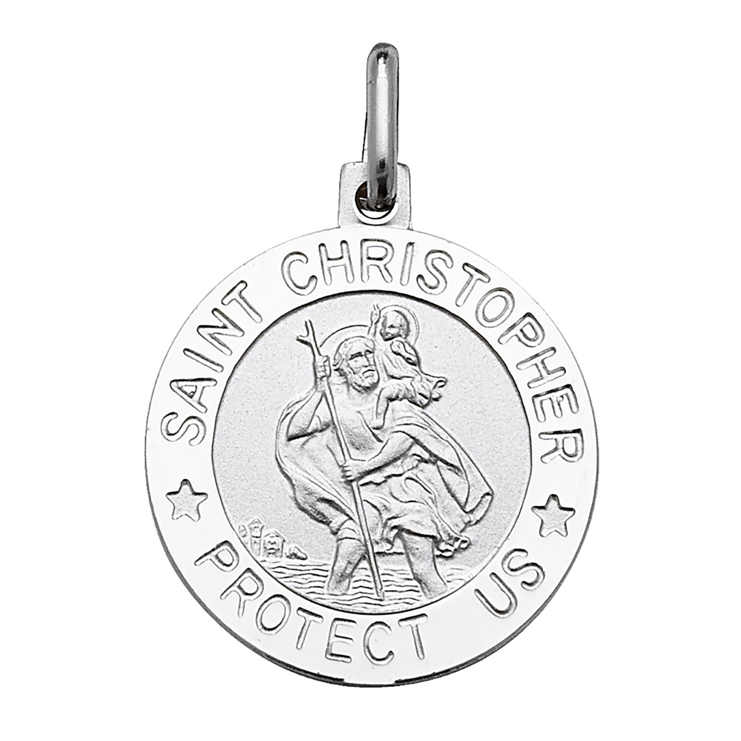 SILVER ST CHRISTOPHER ROUND PENDANT