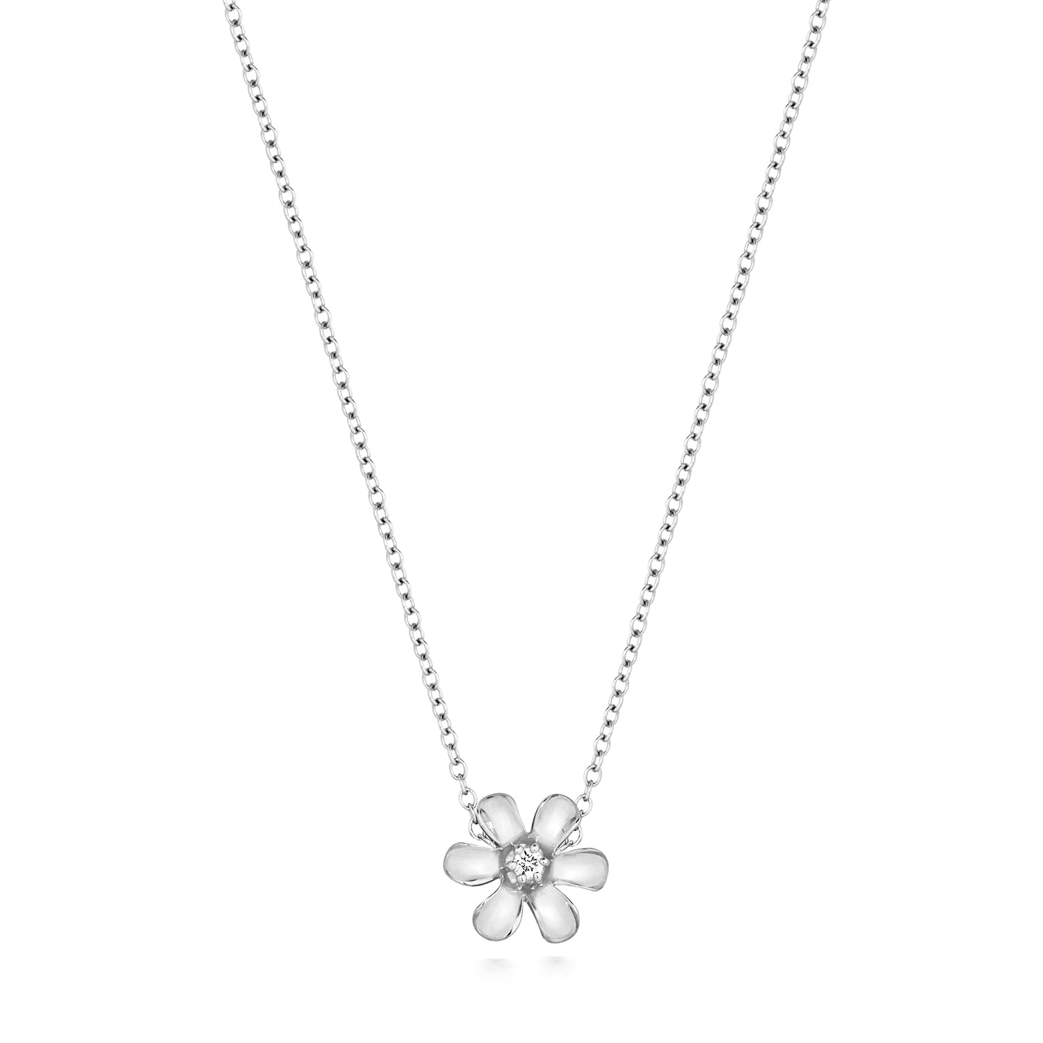 DIAMOND DAISY NECKLACE IN 9CT WHITE GOLD