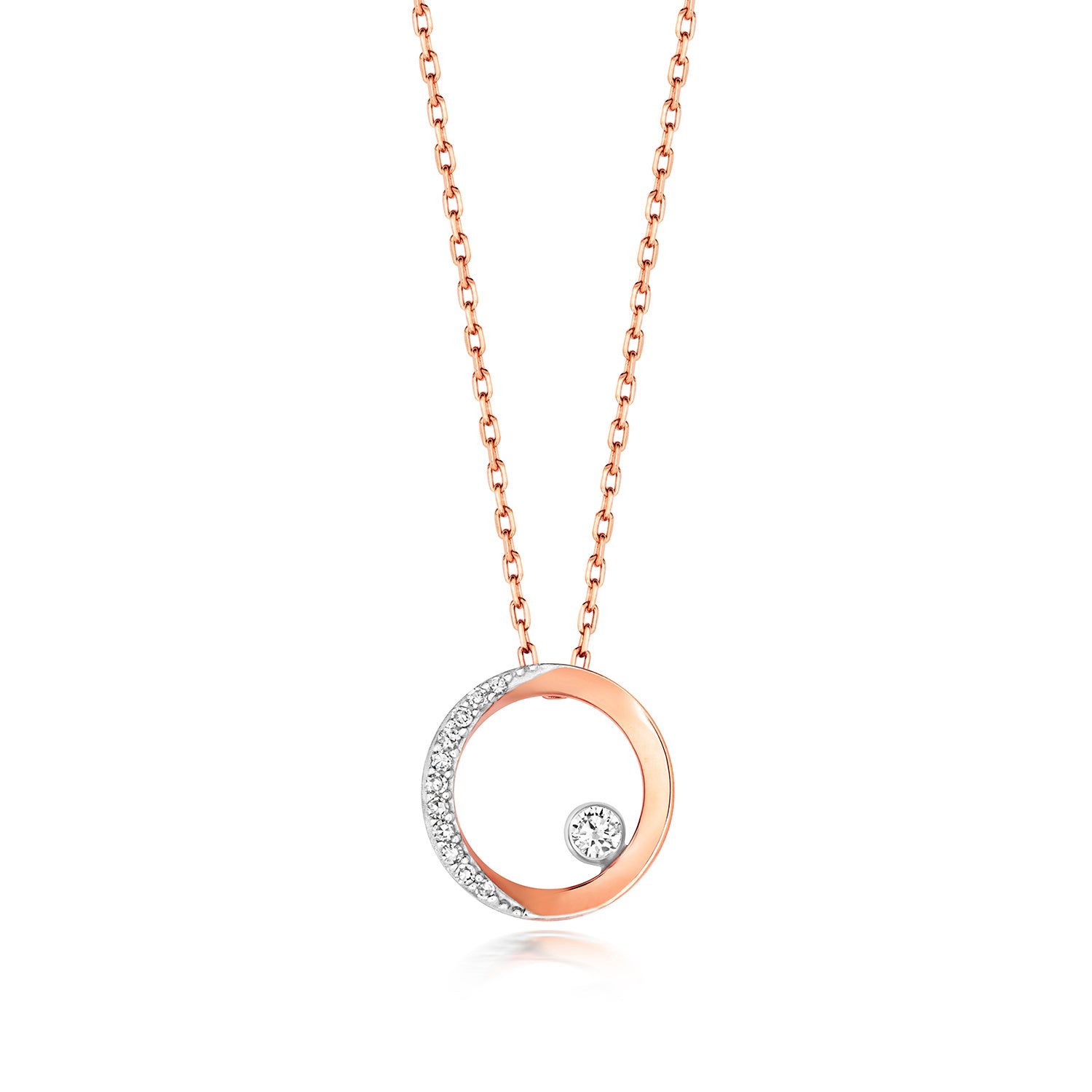 DIAMOND CIRCLE NECKLACE IN 9CT ROSE GOLD