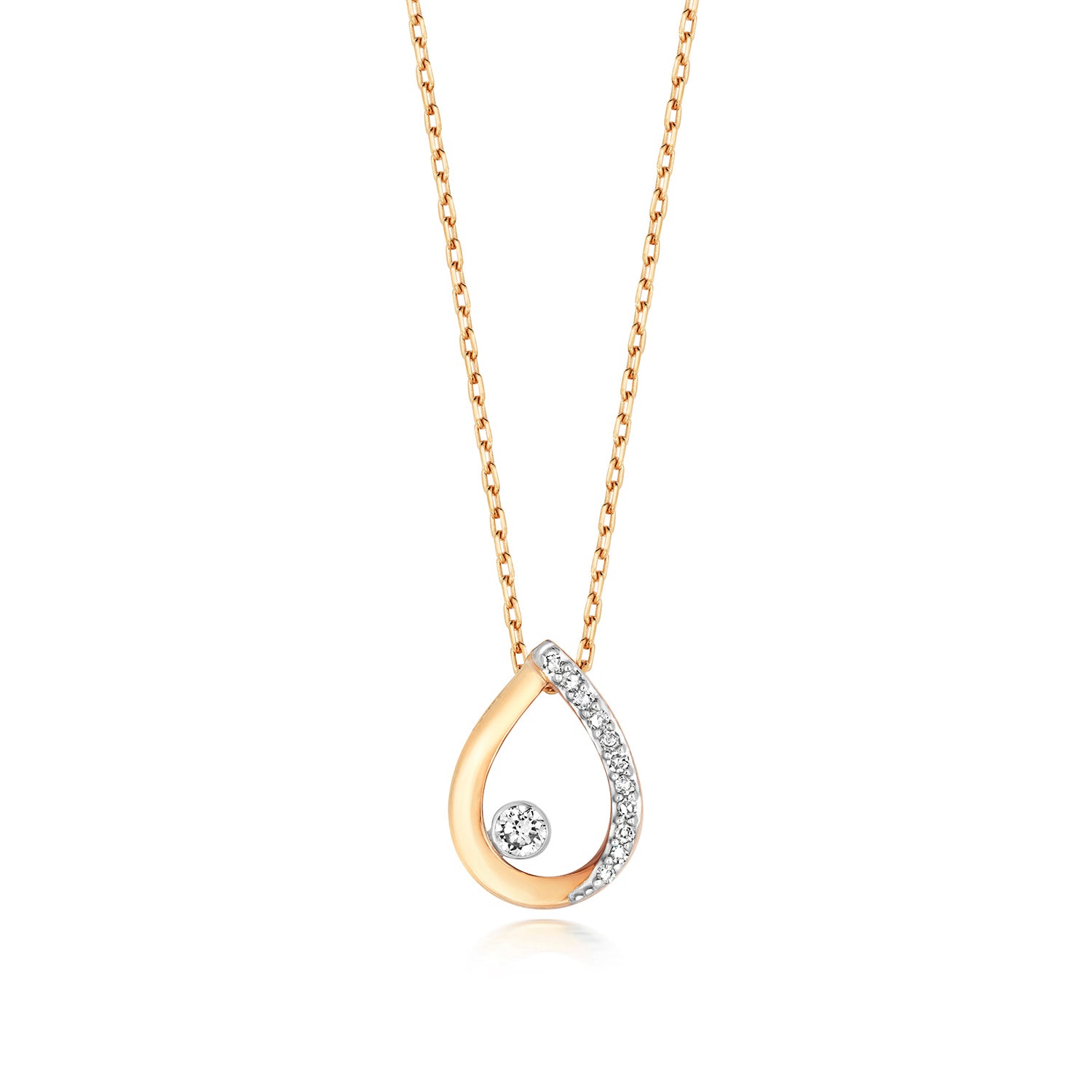DIAMOND PEAR SHAPE NECKLACE IN 9CT GOLD