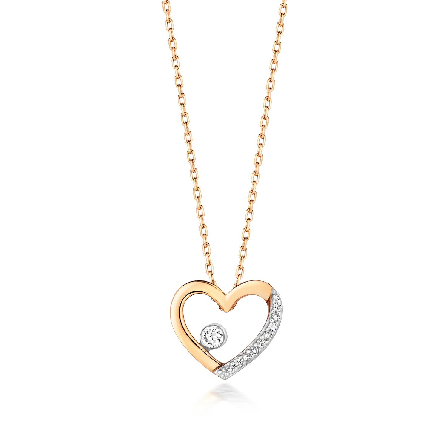 DIAMOND HEART NECKLACE IN 9CT GOLD