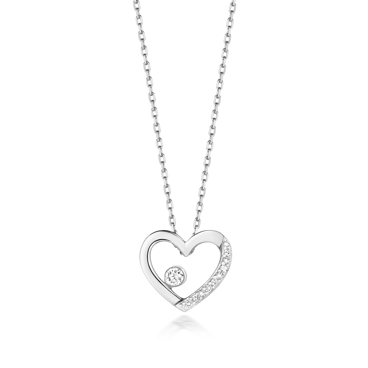 DIAMOND HEART NECKLACE IN 9CT WHITE GOLD