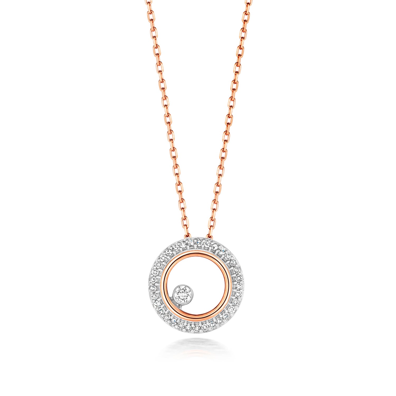 DIAMOND CIRCLE NECKLACE IN 9CT ROSE GOLD