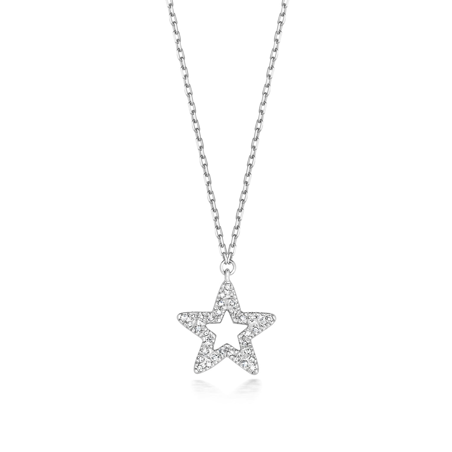 DIAMOND STAR NECKLACE IN 9CT WHITE GOLD