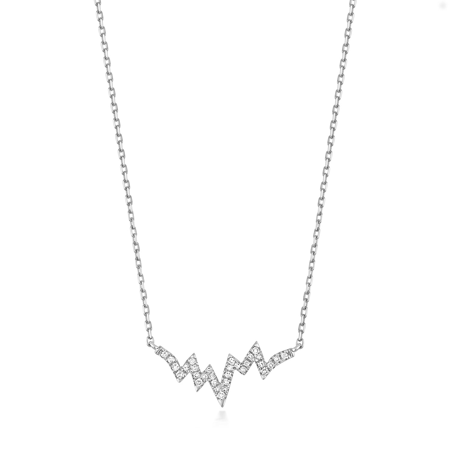 DIAMOND HEARTBEAT NECKLACE IN 9CT WHITE GOLD