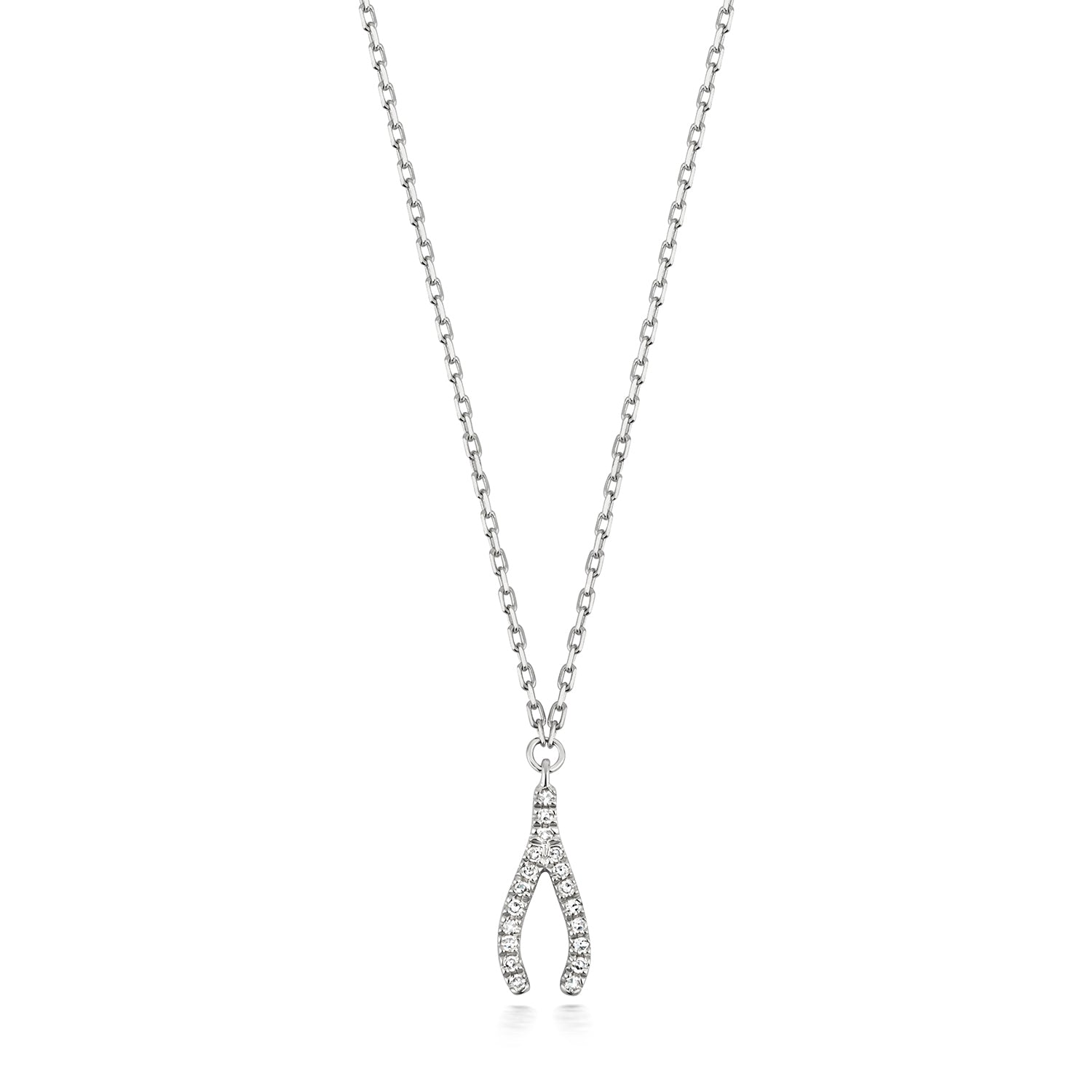 DIAMOND WISHBONE NECKLACE IN 9CT WHITE GOLD