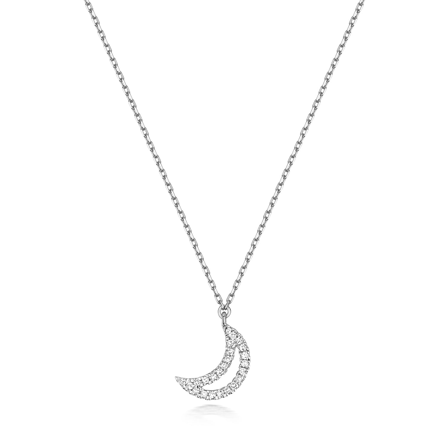 DIAMOND MOON NECKLACE IN 9CT WHITE GOLD