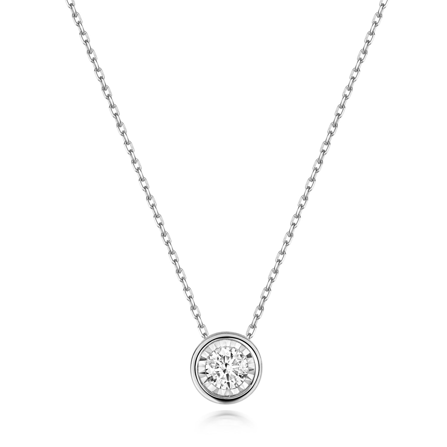 DIAMOND ILLUSION RUBOVER NECKLACE IN 9CT WHITE GOLD