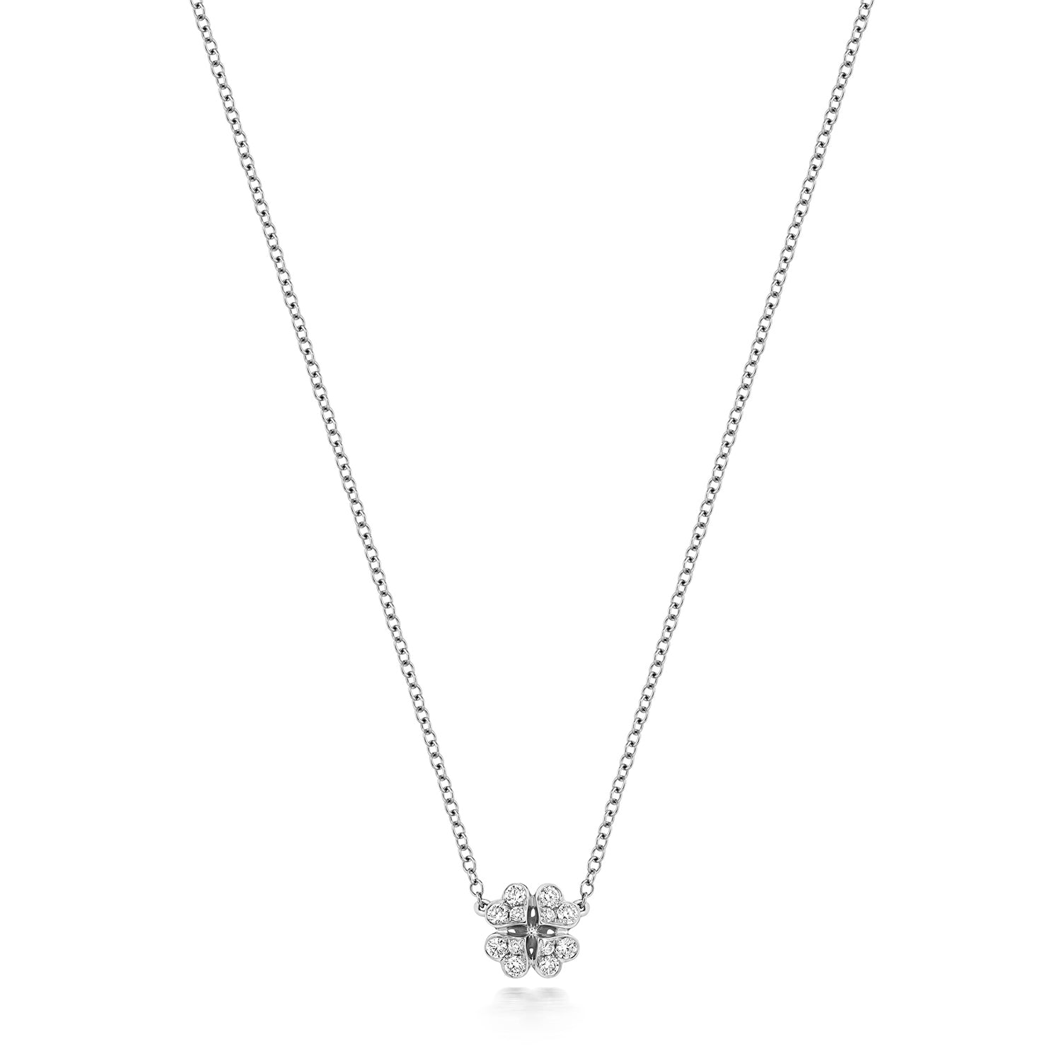 DIAMOND CLOVER NECKLACE IN 18CT WHITE GOLD