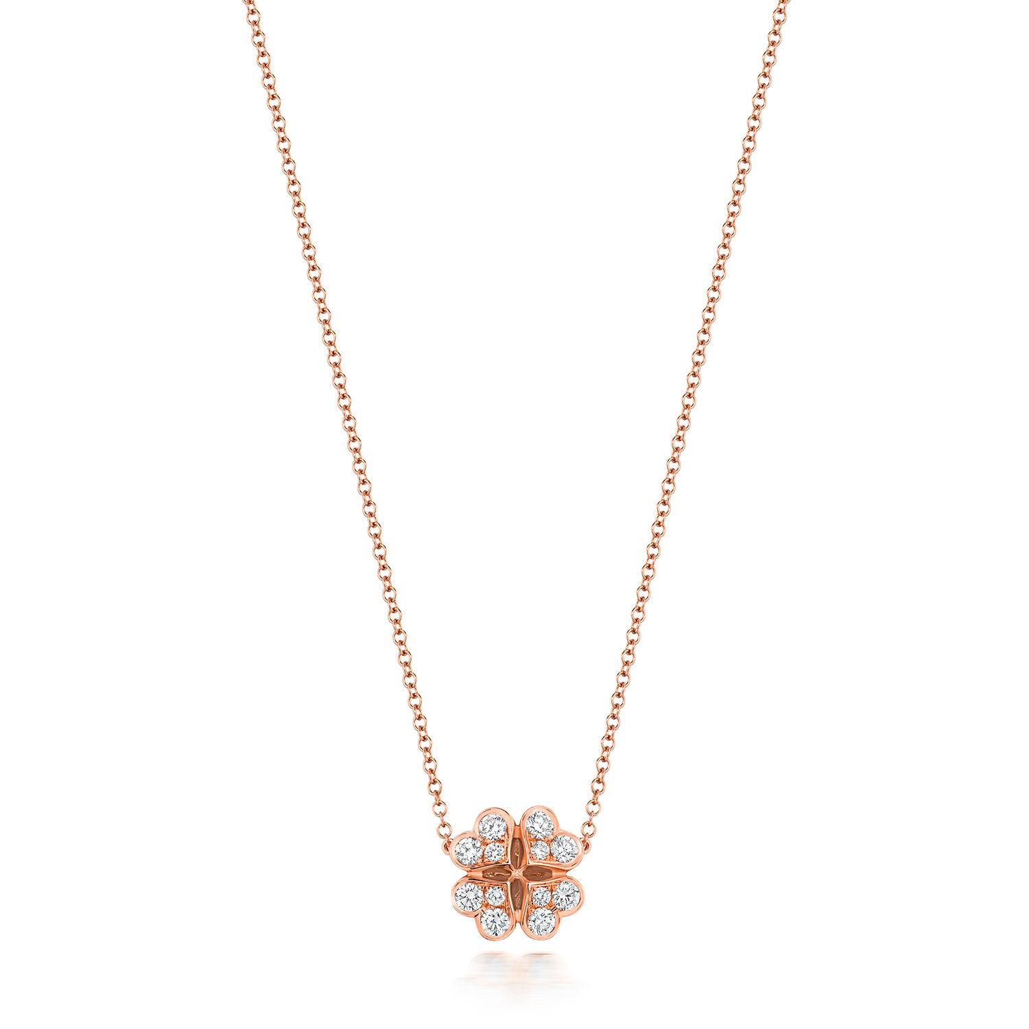 DIAMOND CLOVER NECKLACE IN 18CT ROSE GOLD