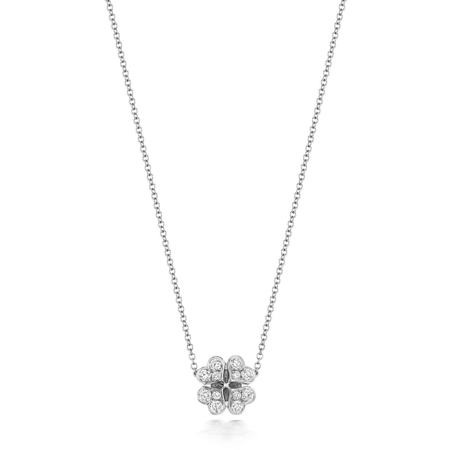 DIAMOND CLOVER NECKLACE IN 18CT WHITE GOLD