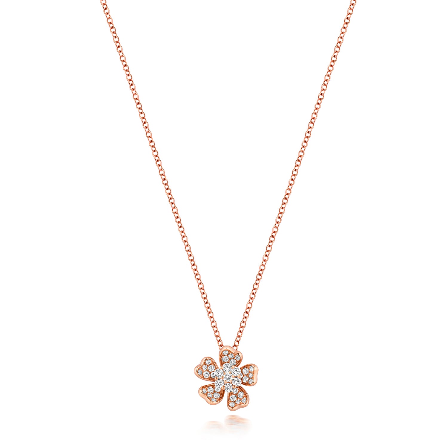 DIAMOND FLOWER NECKLACE IN 18CT ROSE GOLD