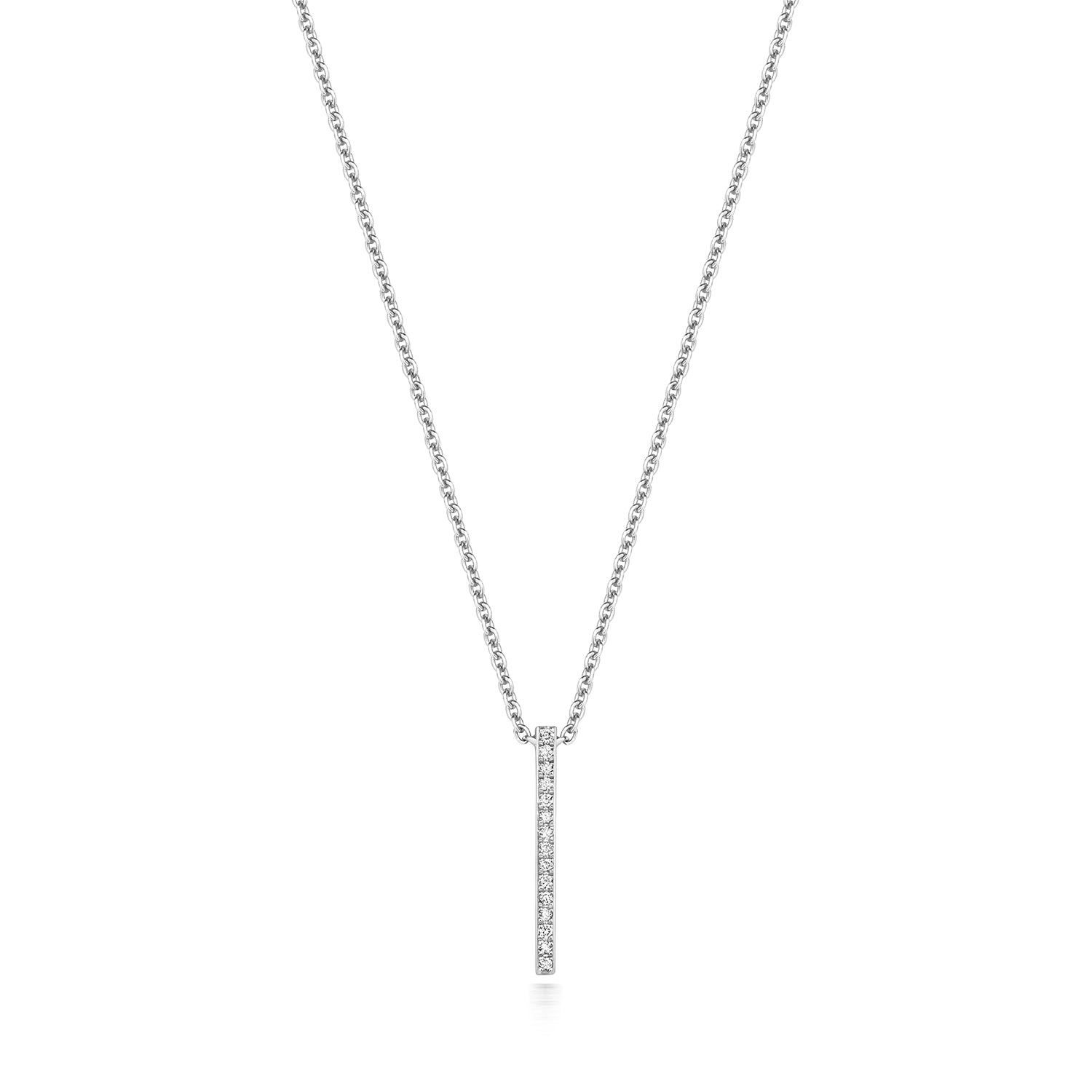 DIAMOND BAR NECKLACE IN 9CT WHITE GOLD