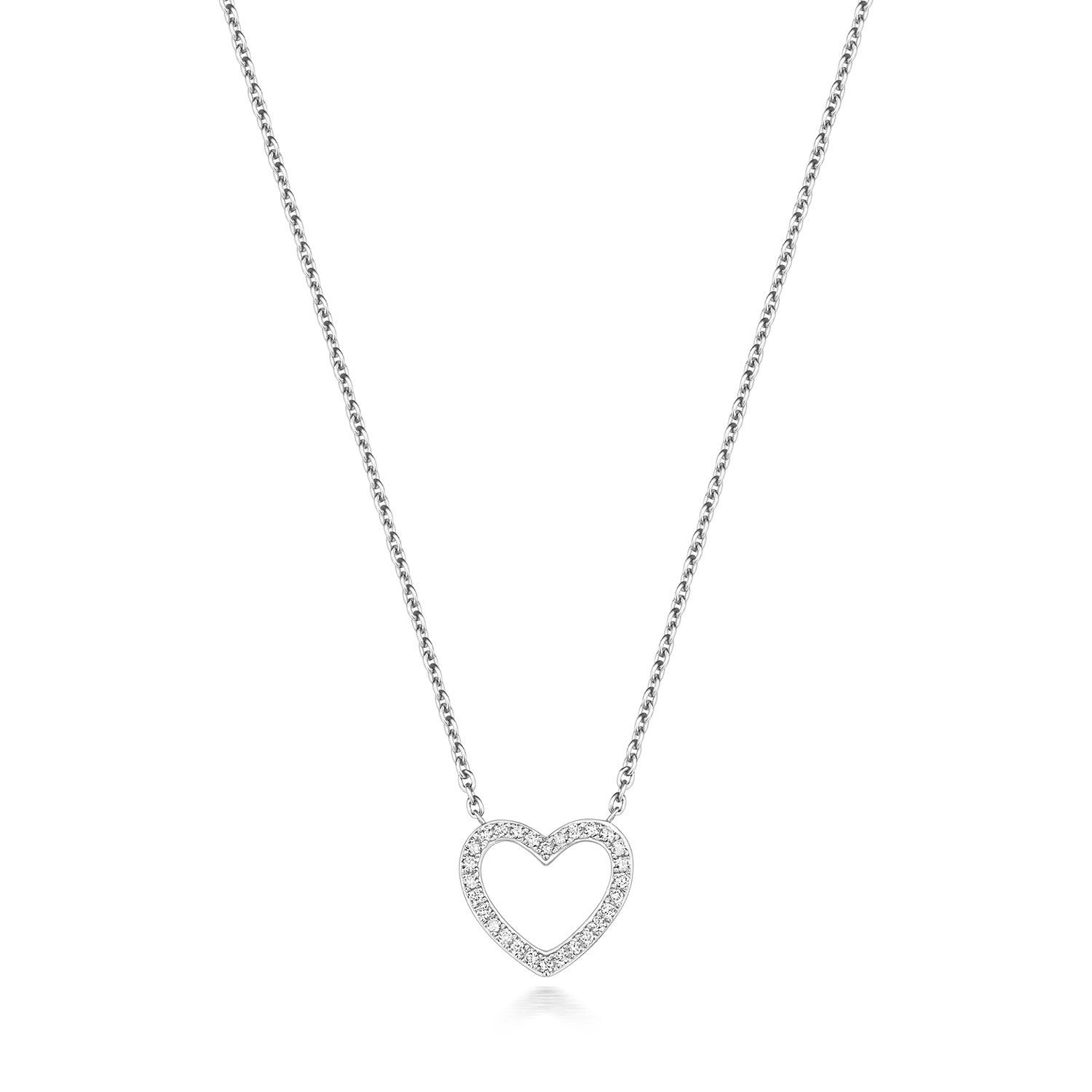 DIAMOND HEART NECKLACE IN 18CT WHITE GOLD