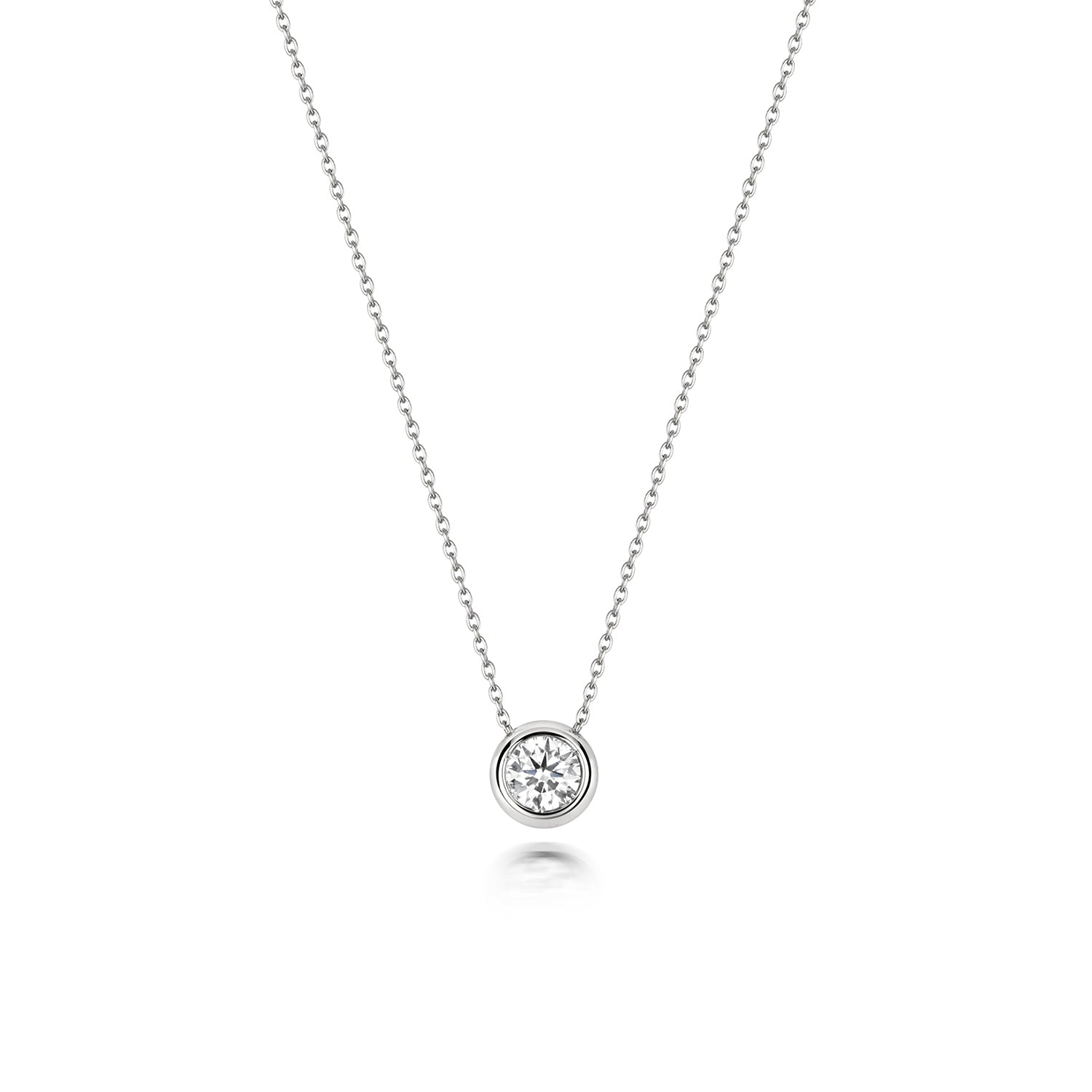 DIAMOND SINGLE RUBOVER NECKLACE IN 18CT WHITE GOLD