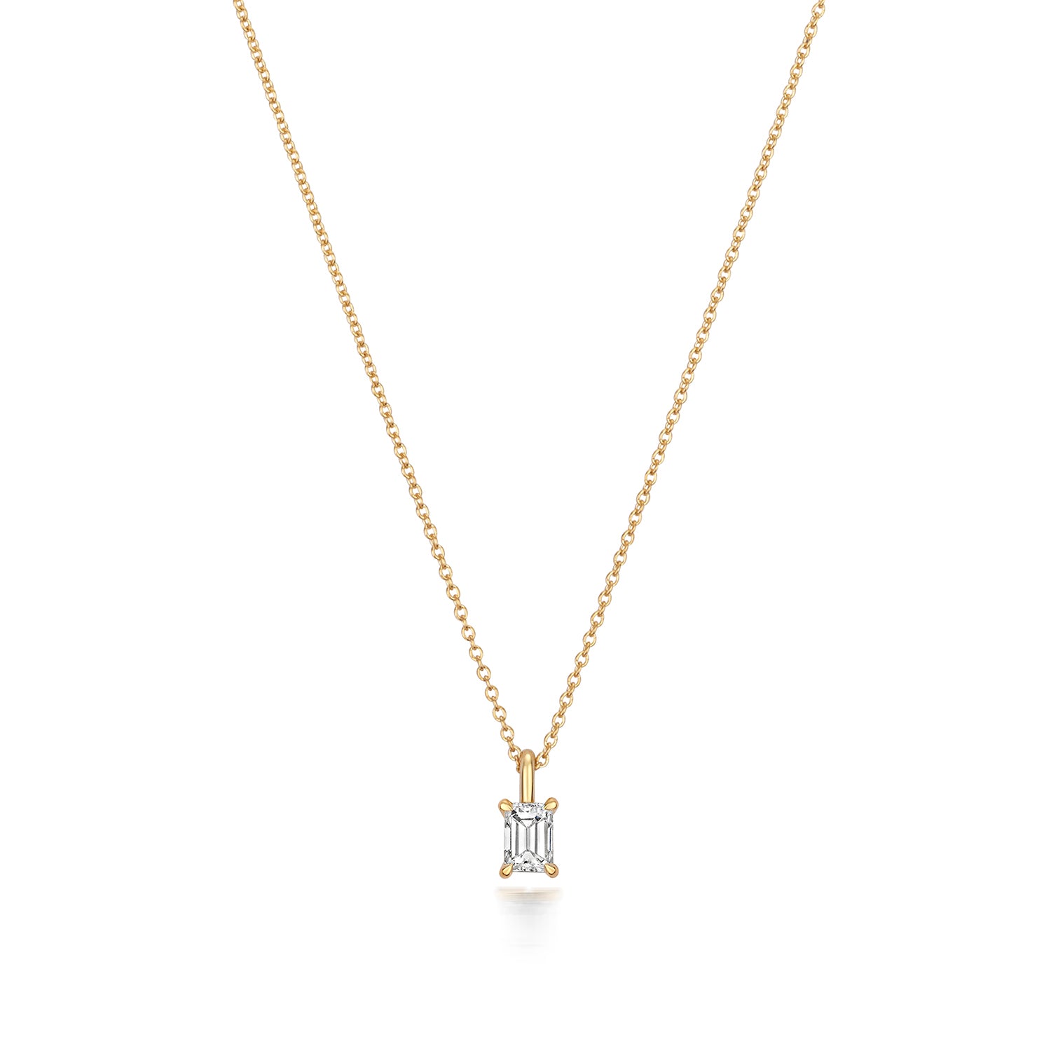 DIAMOND EMERALD CUT NECKLACE IN 18CT GOLD