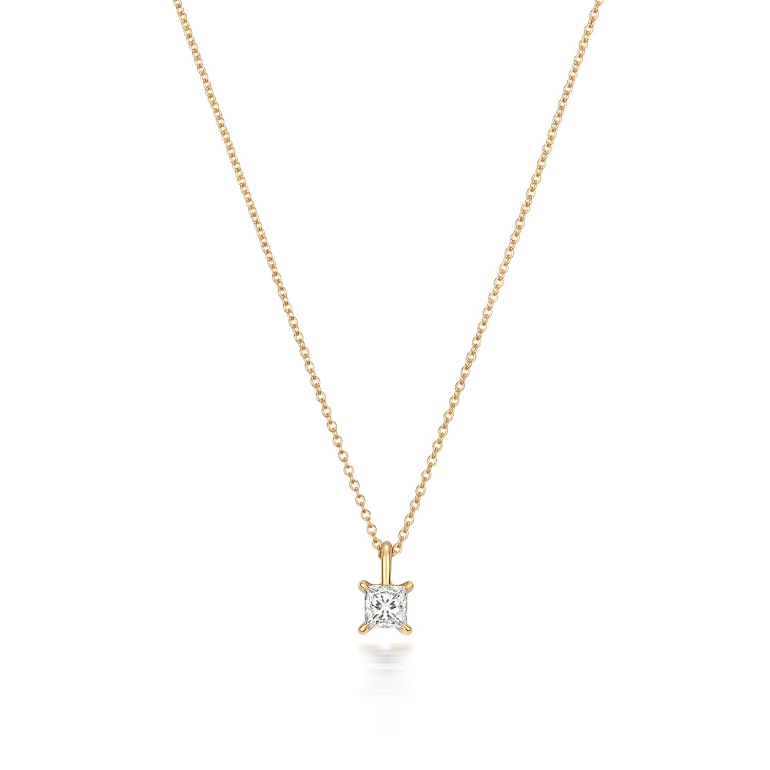 DIAMOND PRINCESS CUT NECKLACE IN 18CT GOLD