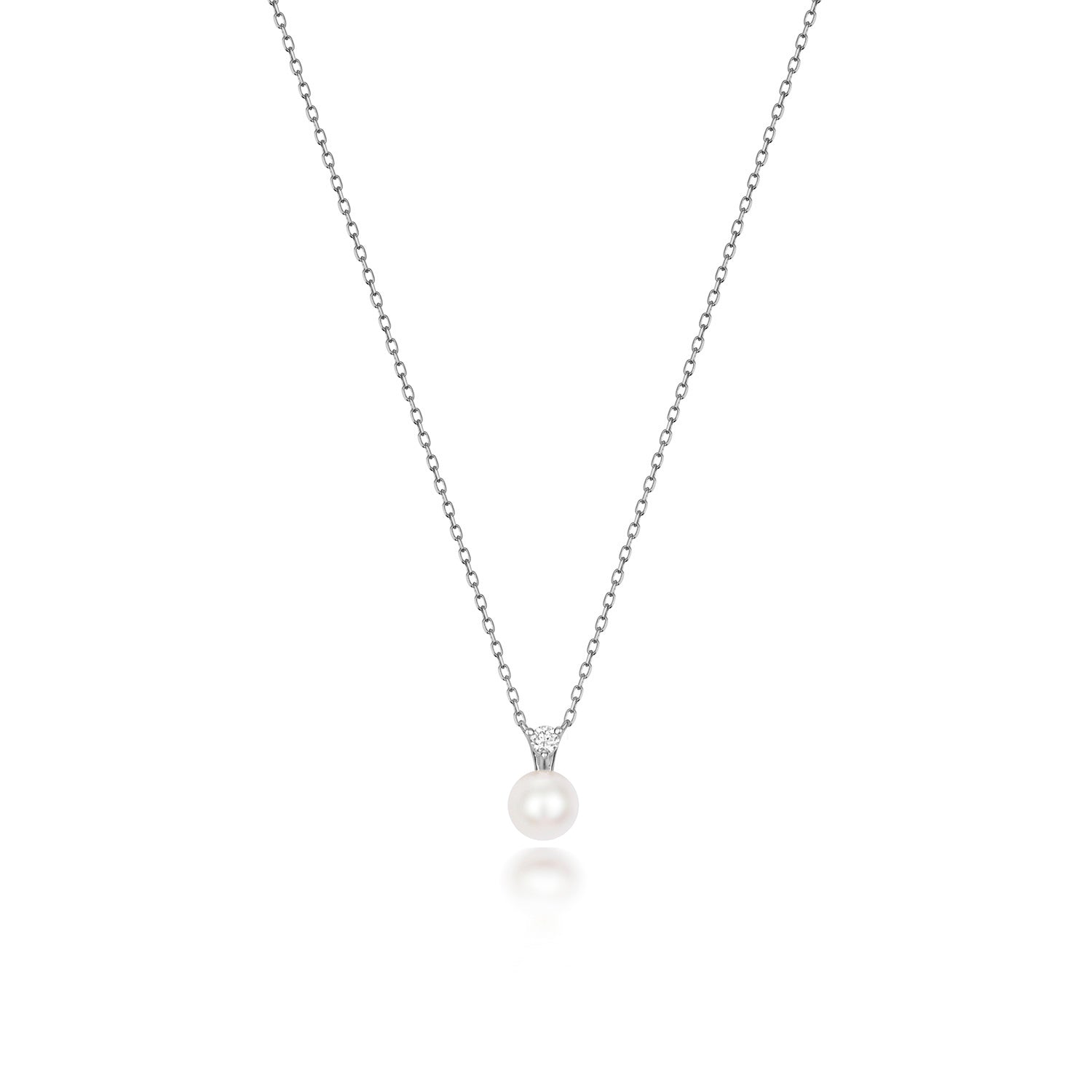 DIAMOND & AKOYA PEARL NECKLACE IN 18CT WHITE GOLD
