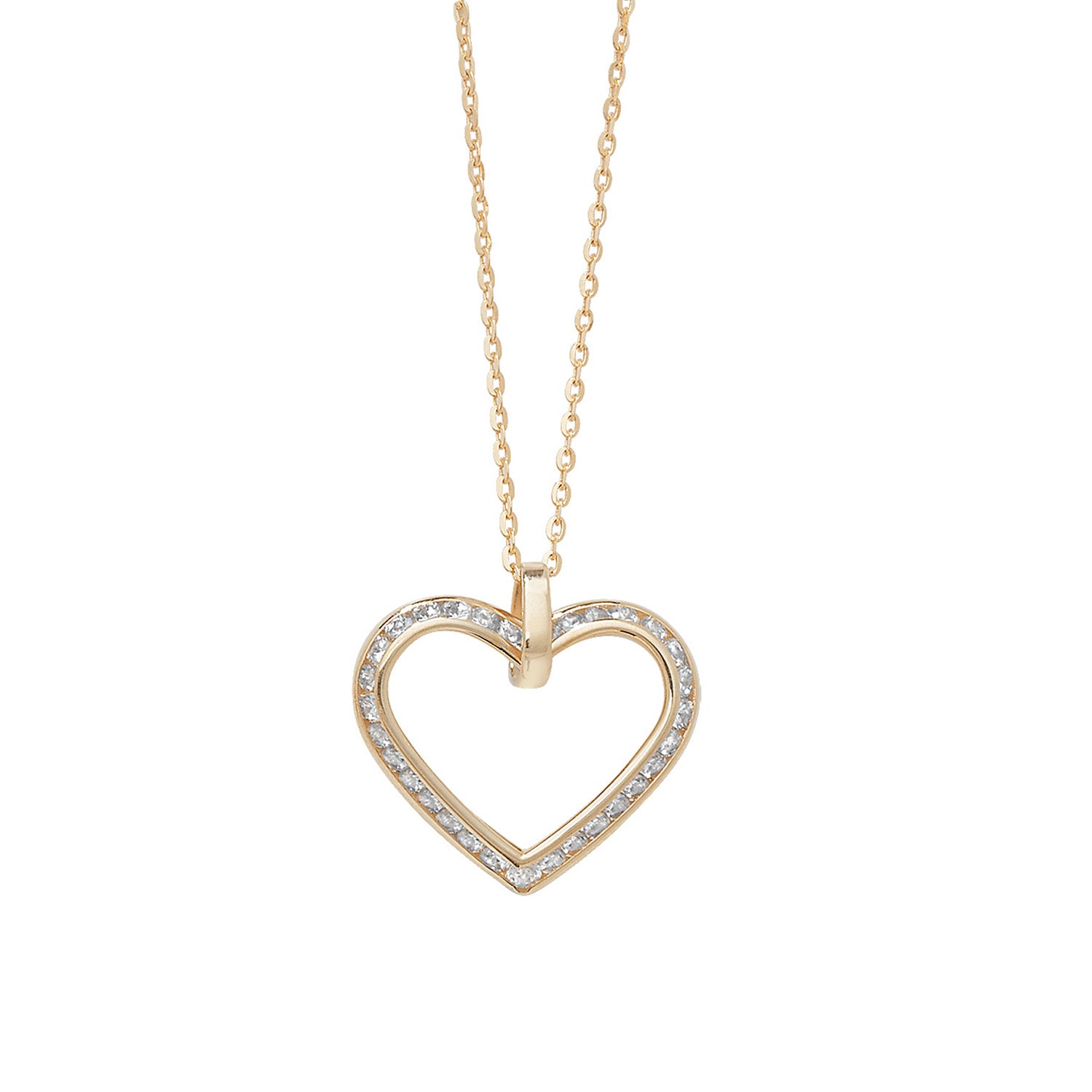 9CT GOLD CZ OPEN HEART NECKLET