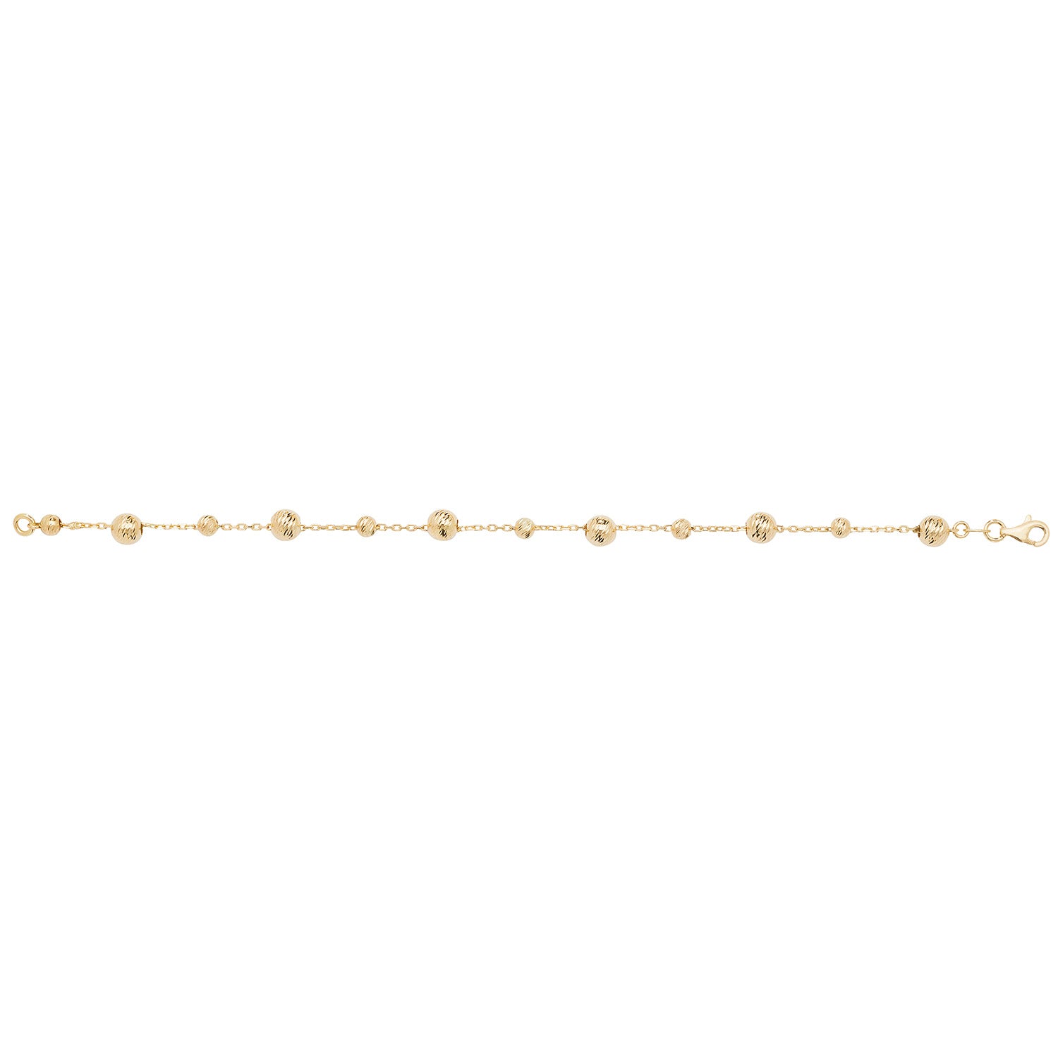 9CT GOLD DIAMOND CUT FULL BEADED BRACELET