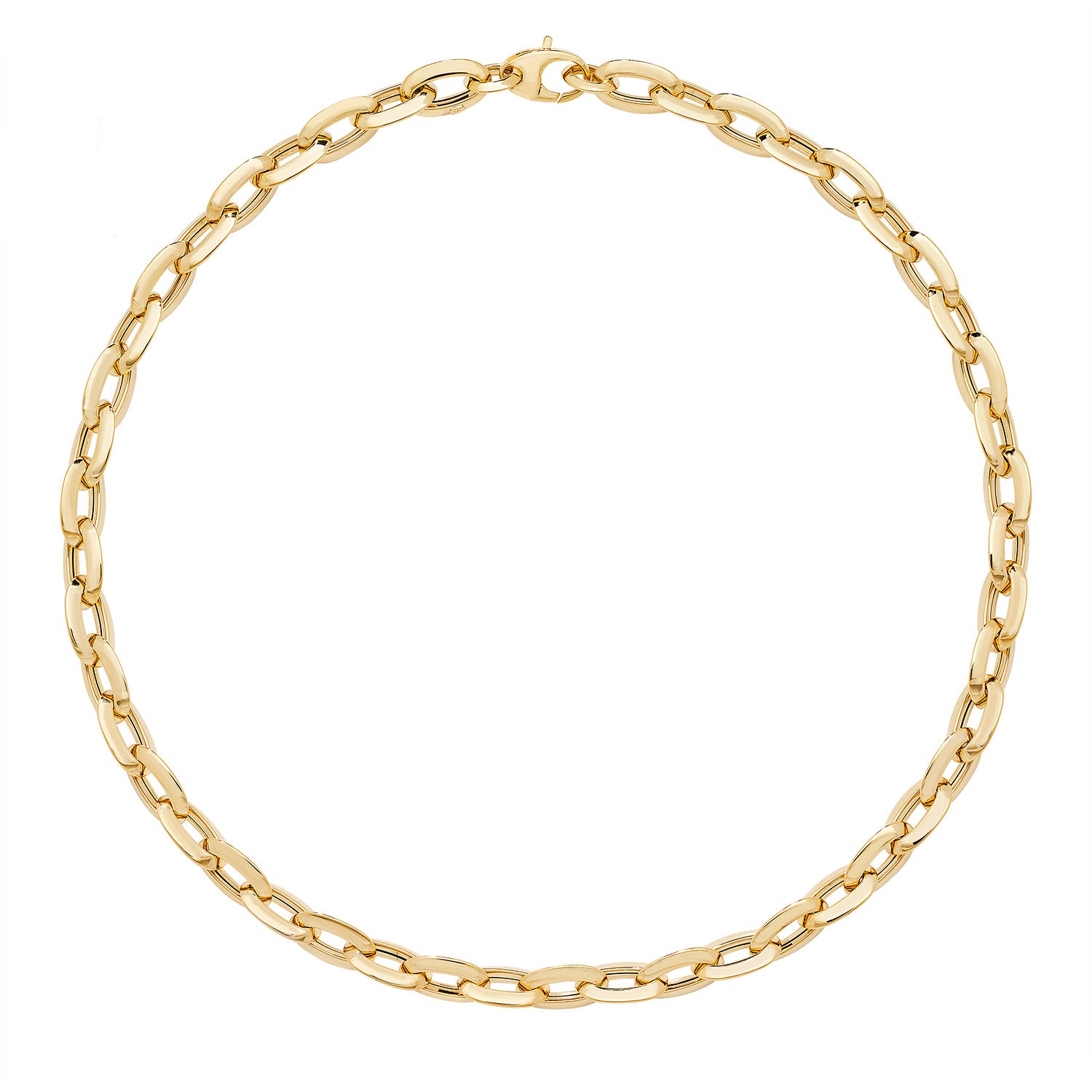 9CT GOLD OVAL LINKED FANCY NECKLET